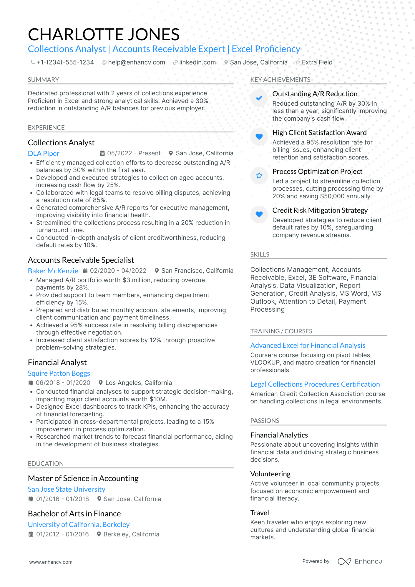 Collections Analyst Resume Example