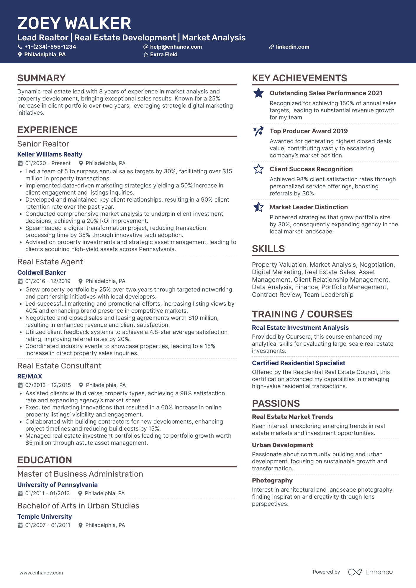 Lead Realtor Resume Example