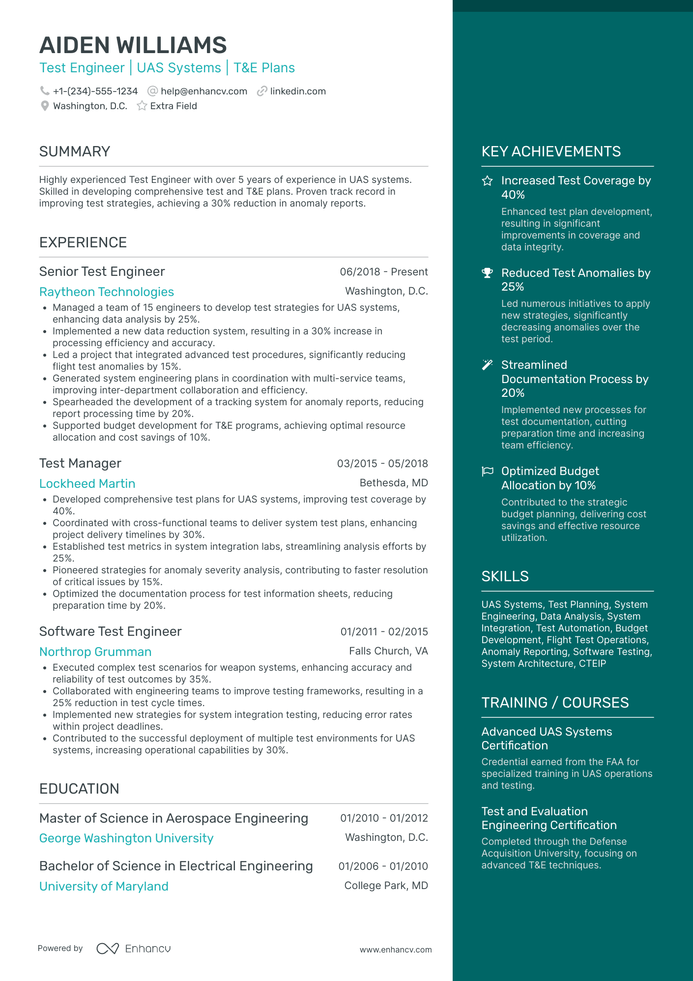 Entry Level Test Engineer Resume Example