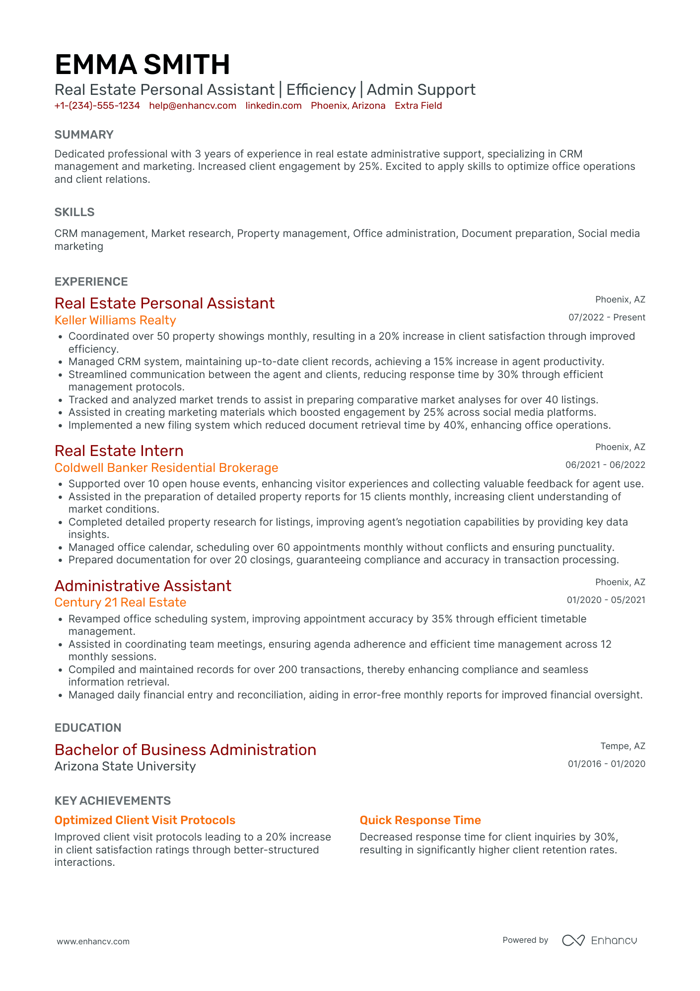 Real Estate Personal Assistant Resume Example