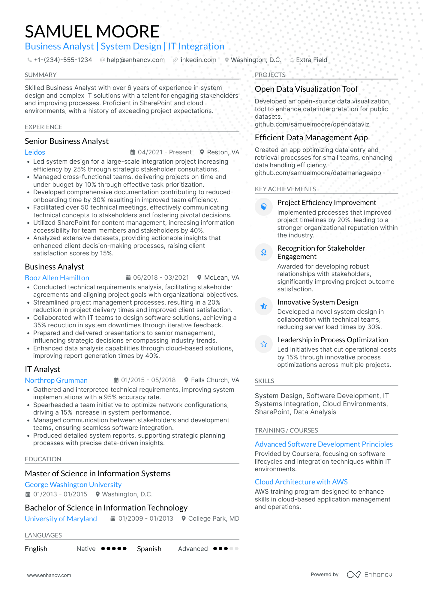 SharePoint Business Analyst Resume Example