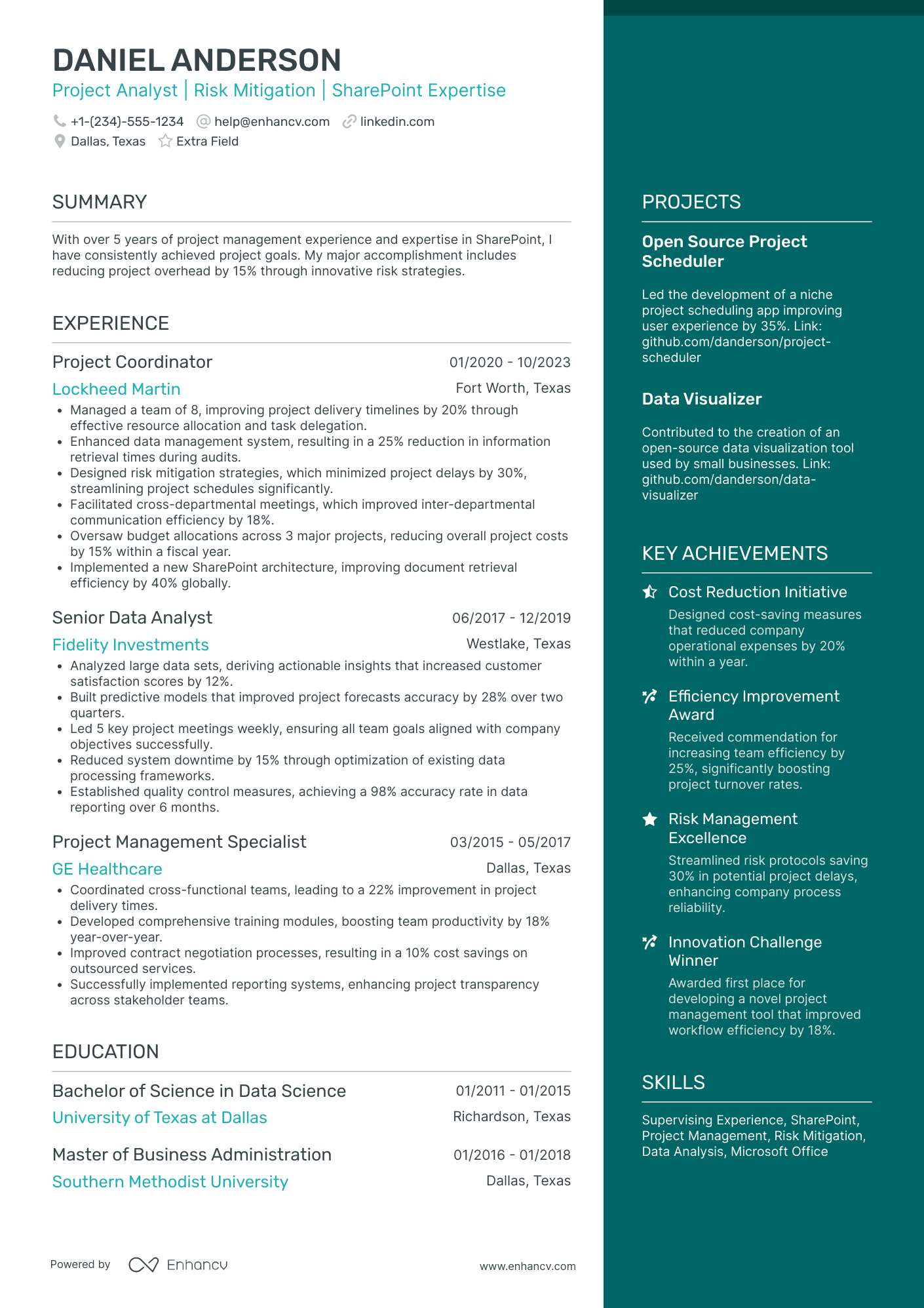 Pharmaceutical Project Analyst Resume Example