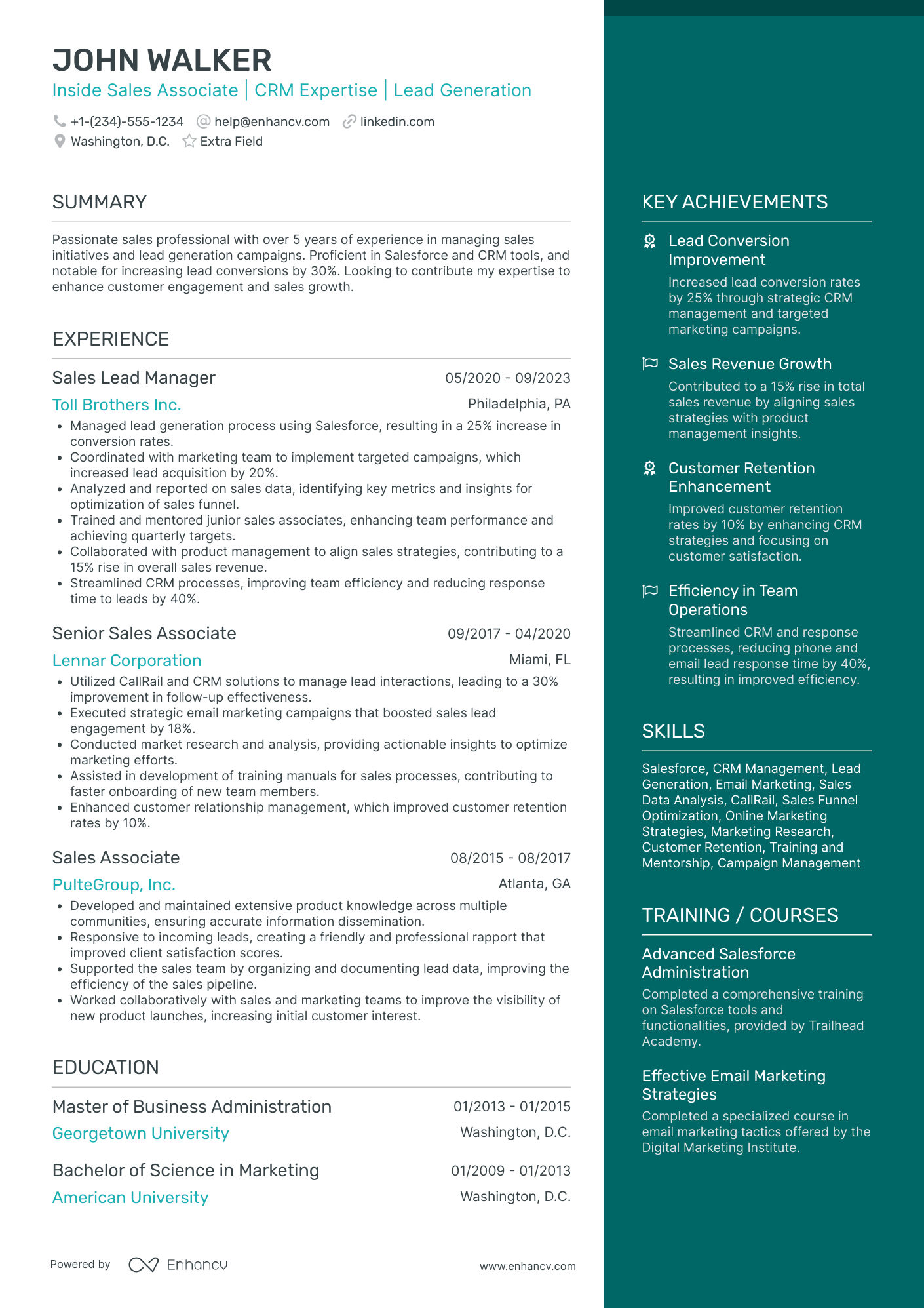 Inside Sales Associate Resume Example