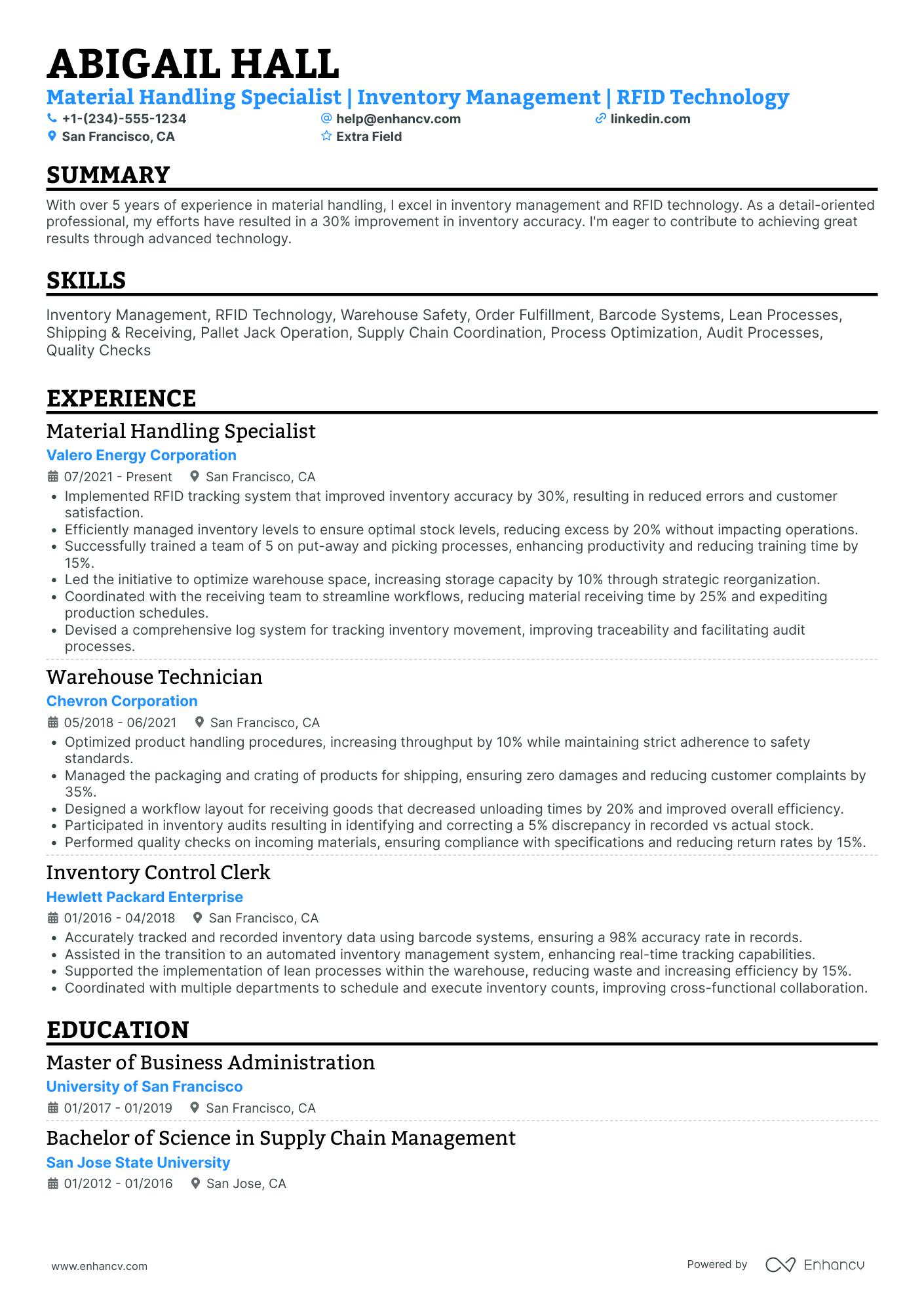 Warehouse Material Handling Associate Resume Example