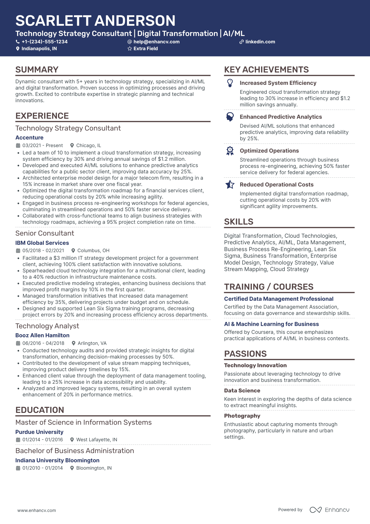 Deloitte Technology Strategy Manager Resume Example