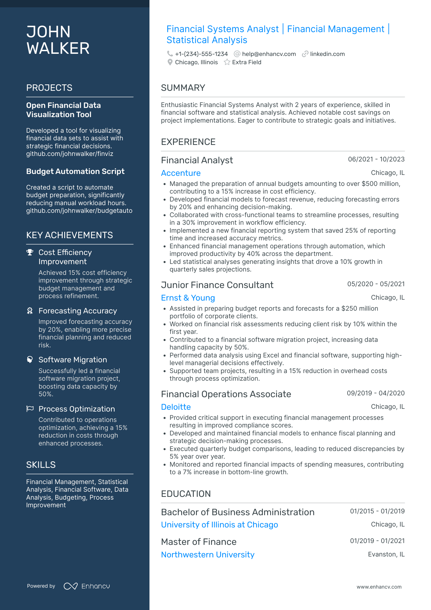 Financial System Analyst Resume Example