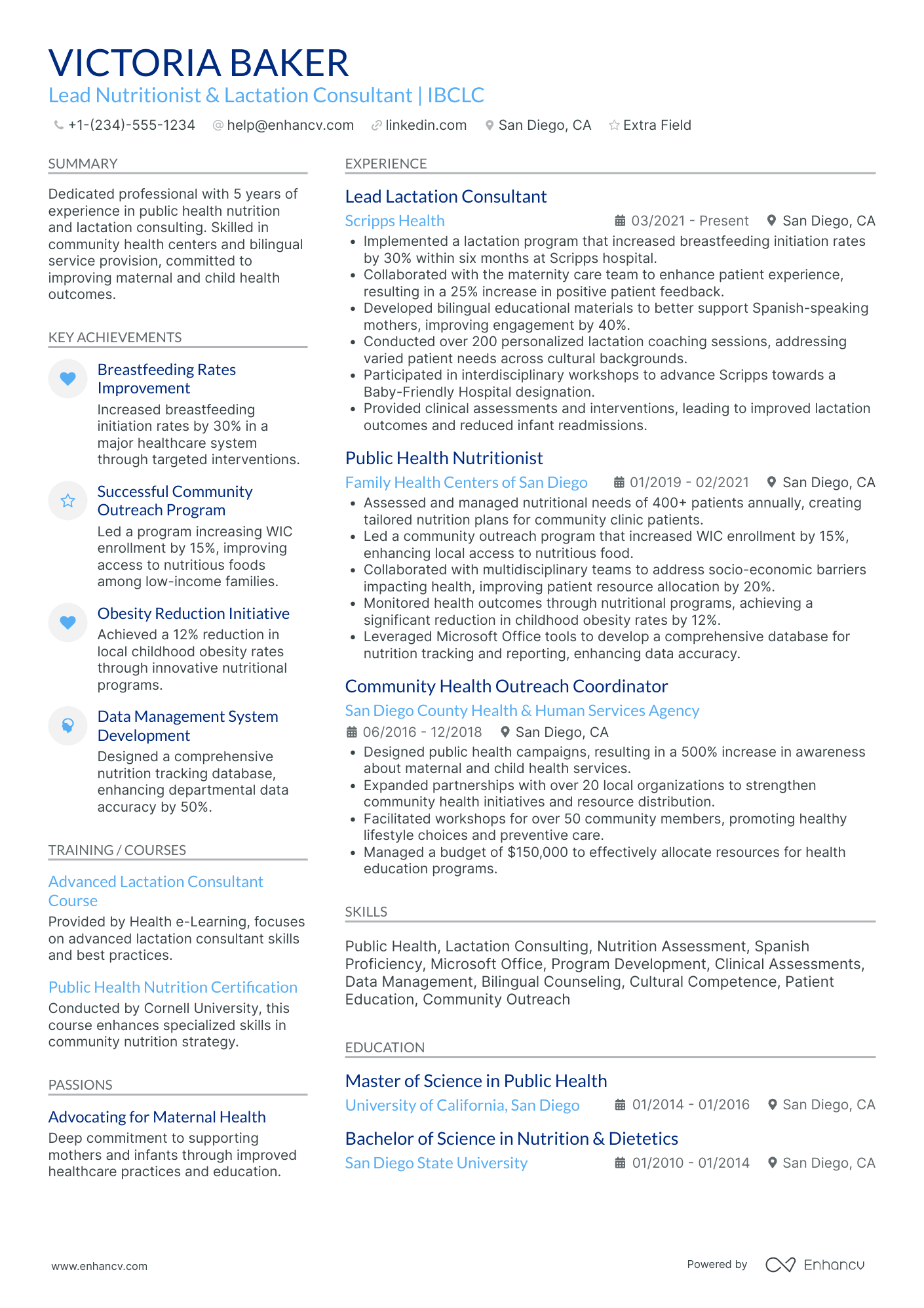 Athlete Nutritionist Resume Example