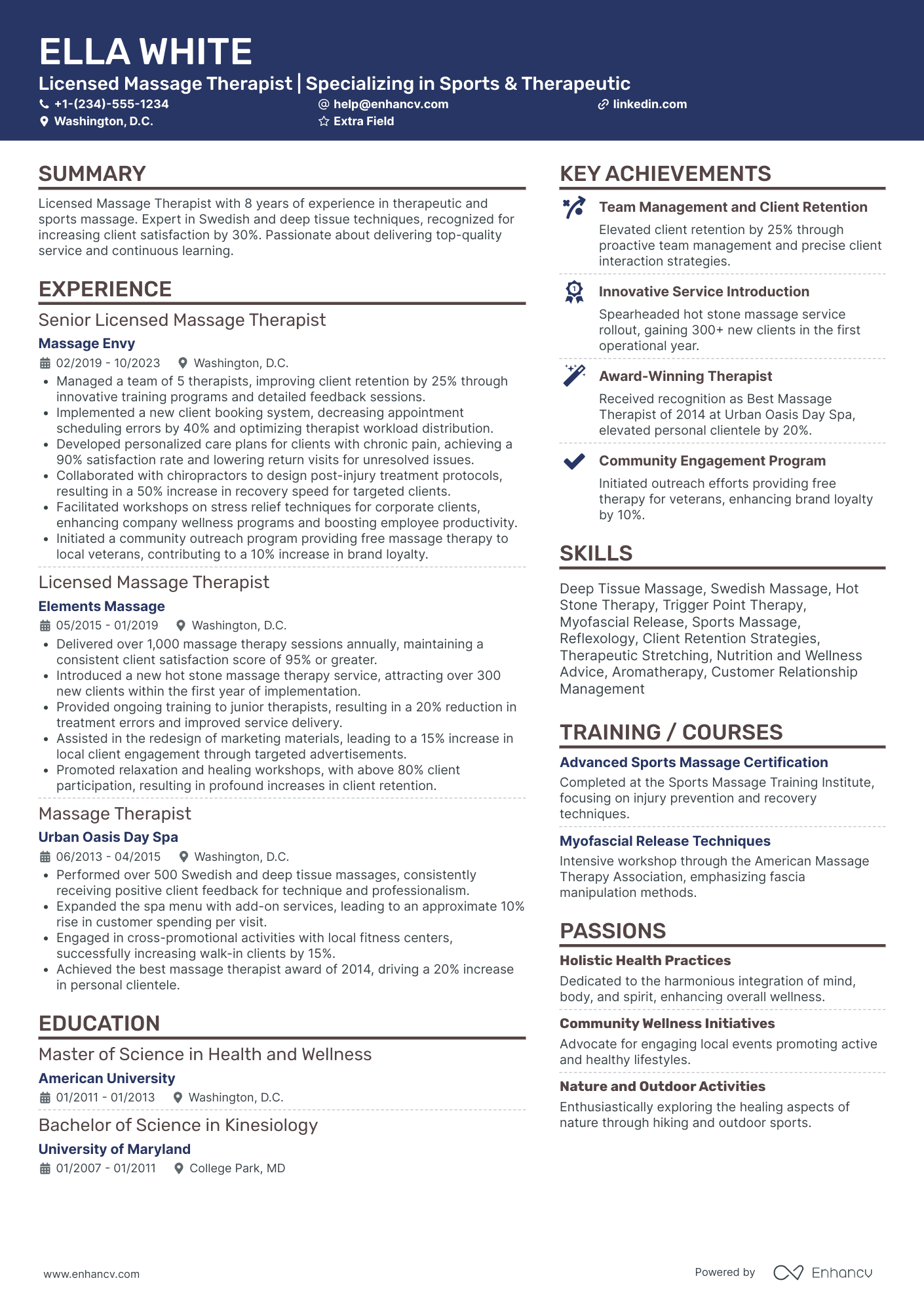 Licensed Massage Therapist (LMT) Resume Example