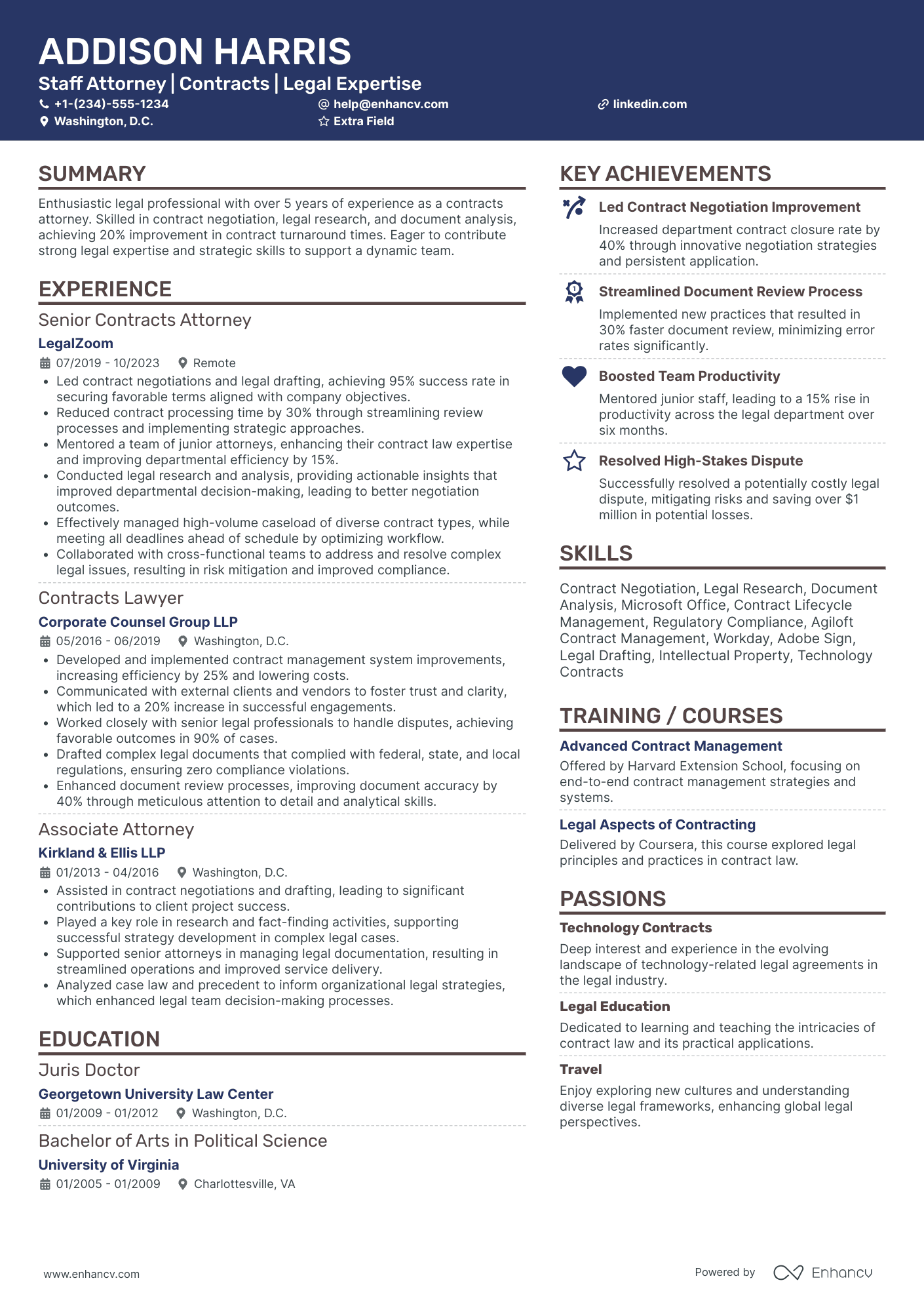 Contract Lawyer Resume Example