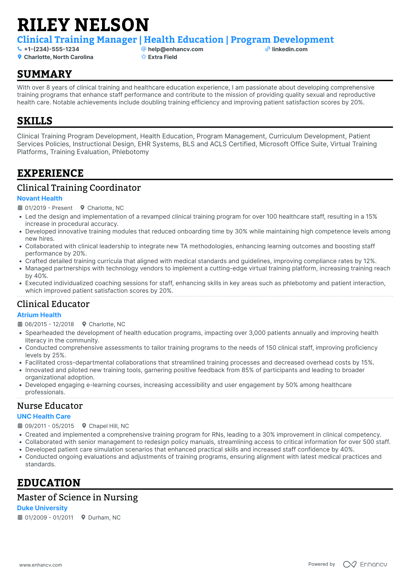 Nurse Educator Program Developer Resume Example