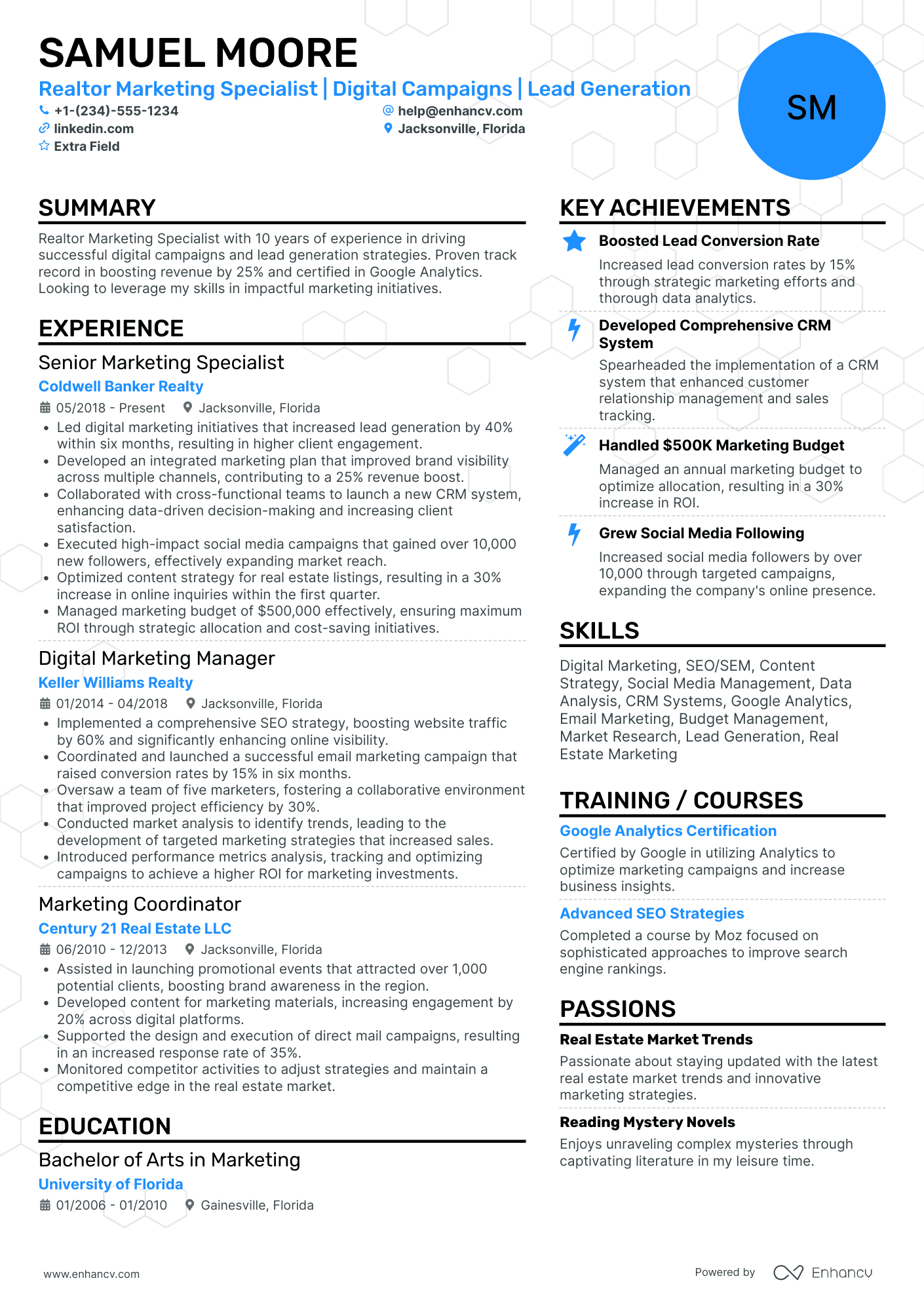 Realtor Marketing Specialist Resume Example