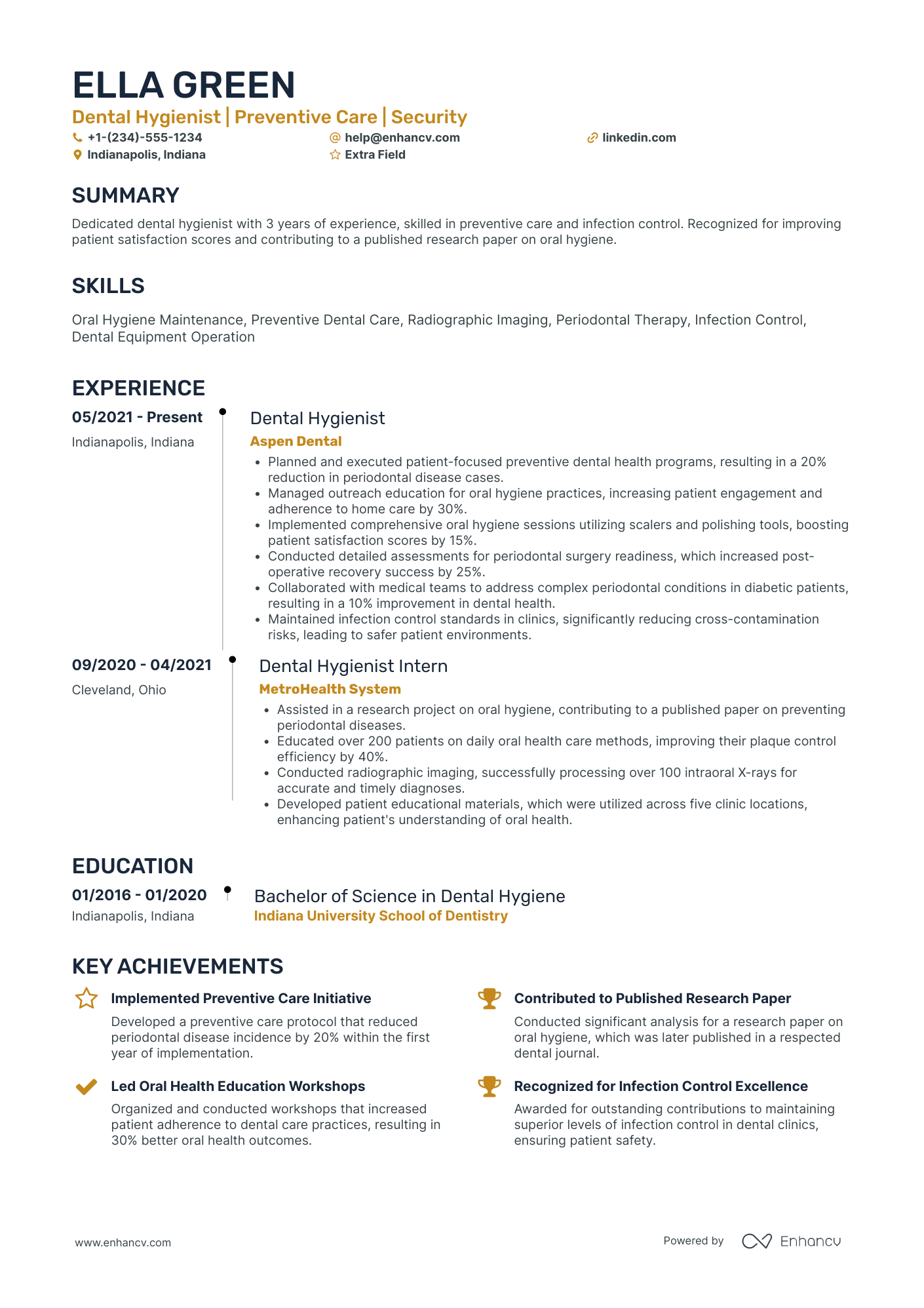 Junior Dental Hygienist Resume Example