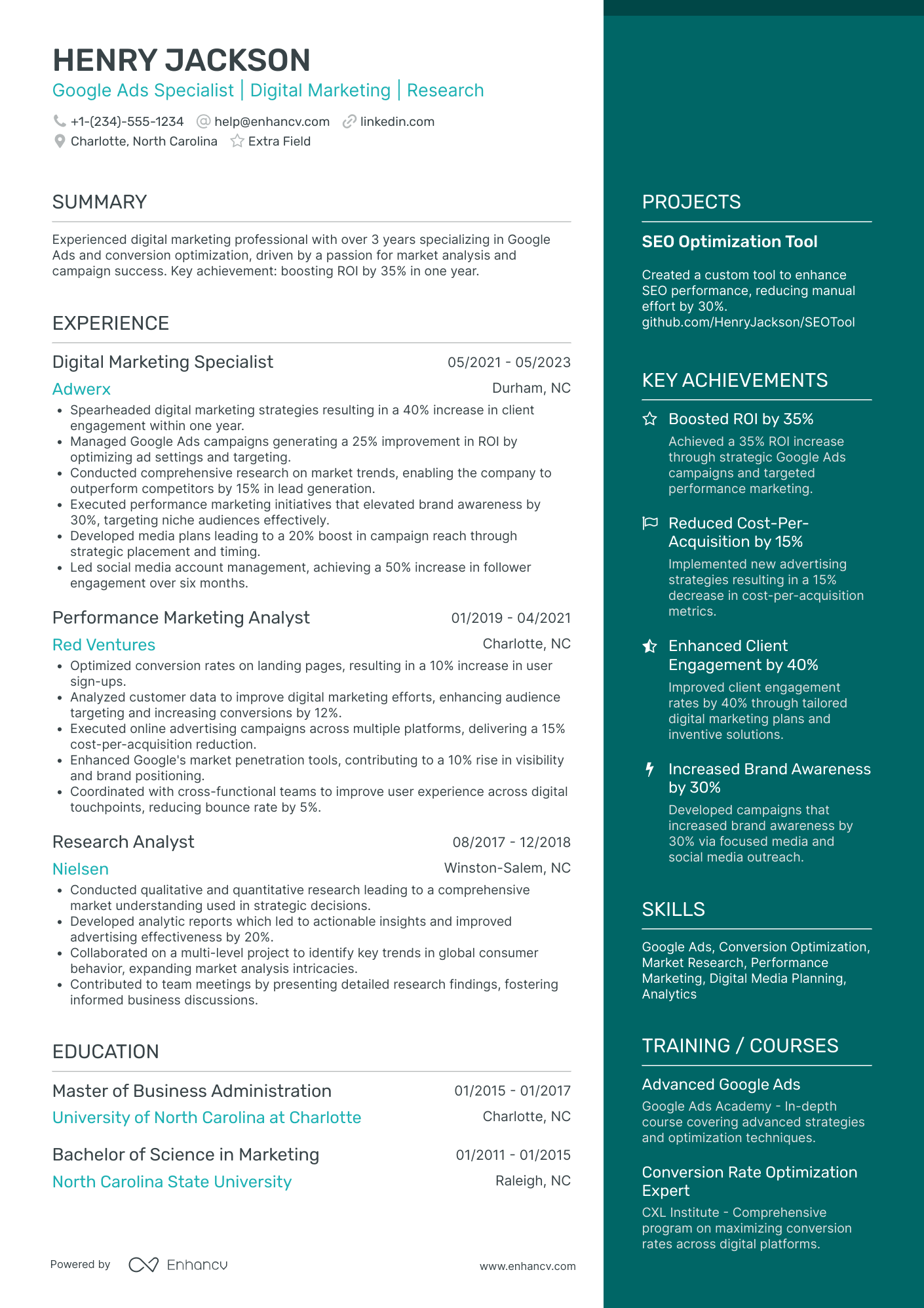 Google Certified Mobile Web Specialist Resume Example