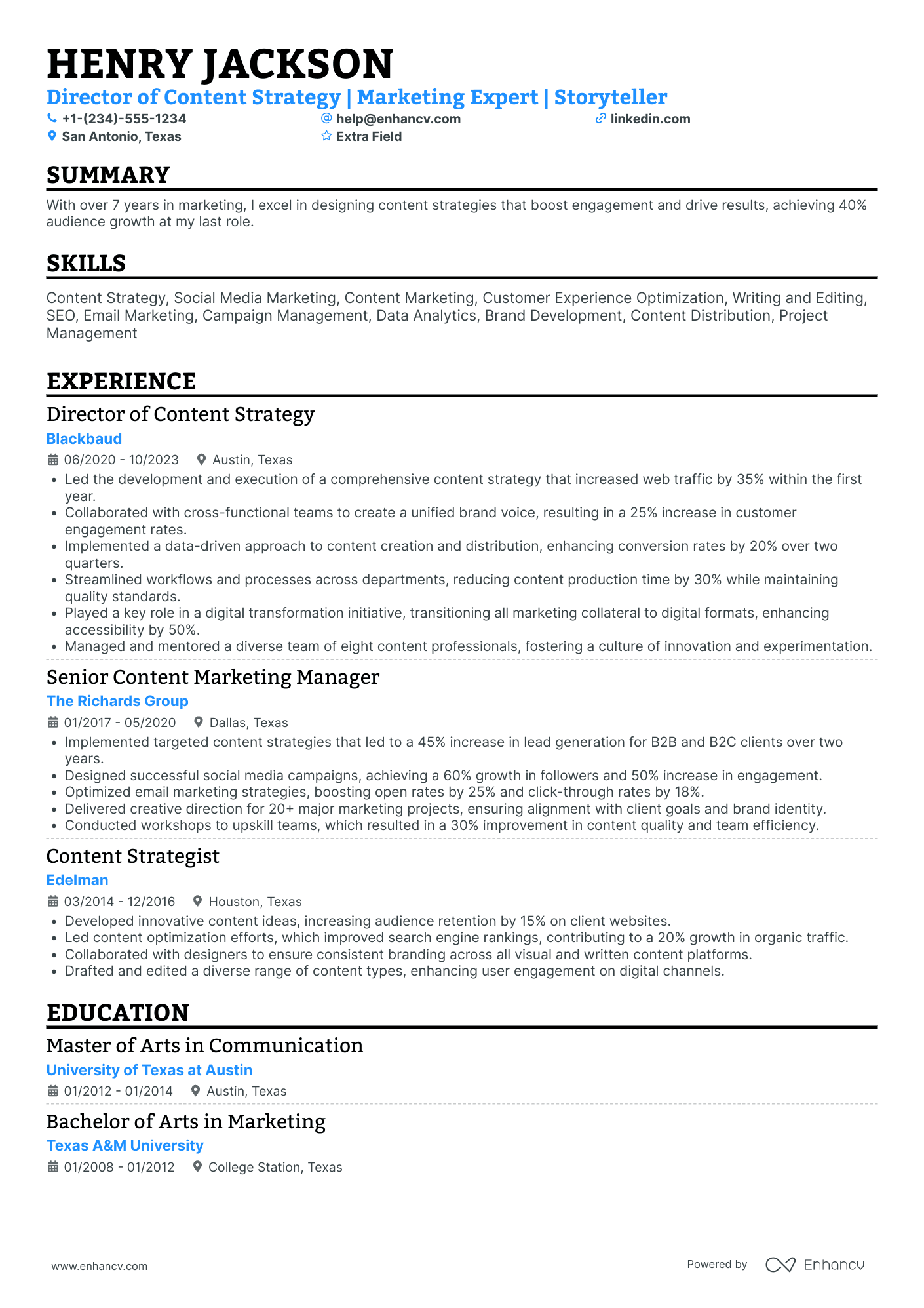 Content Strategy Director Resume Example