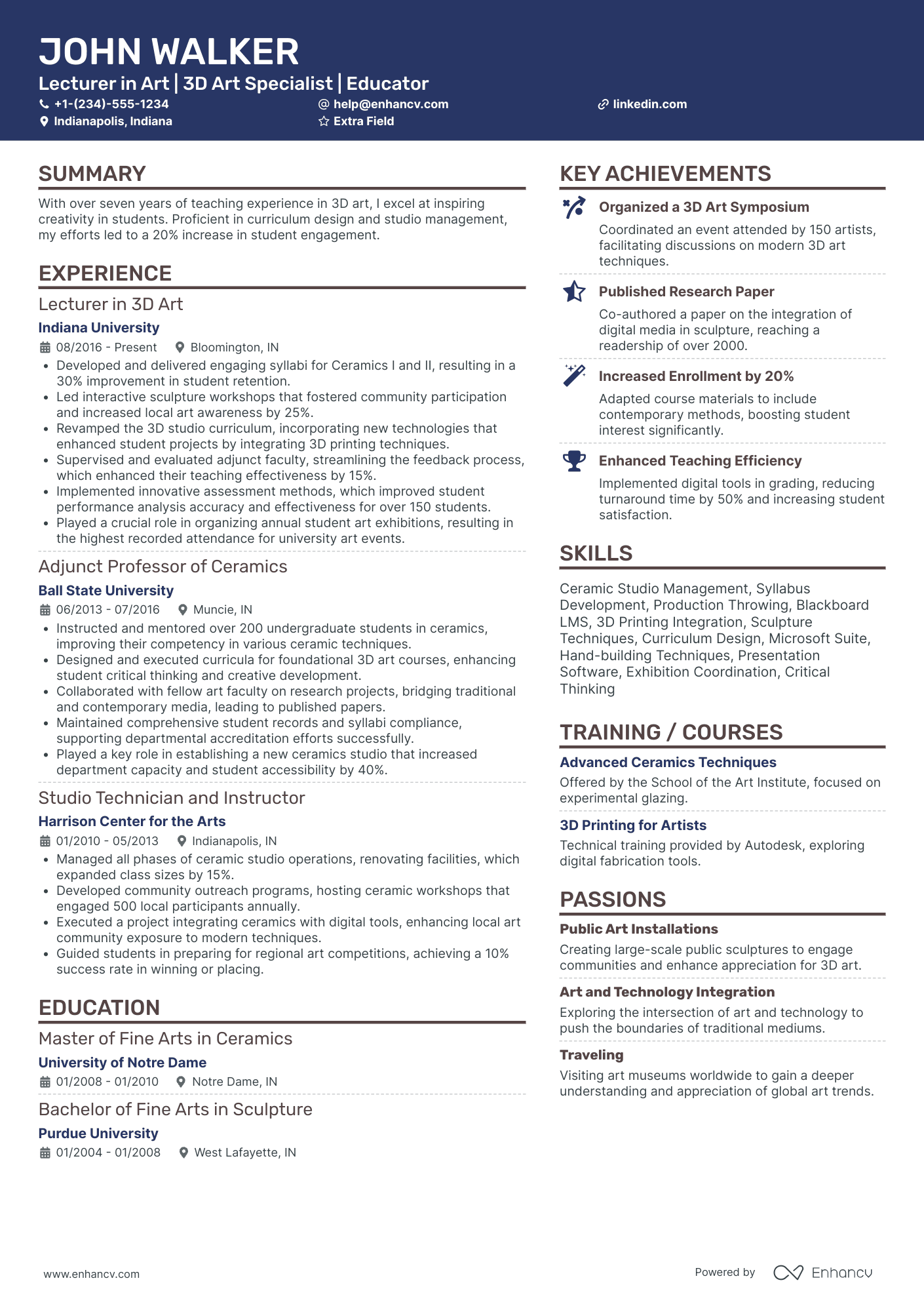 3D Prop Artist Resume Example