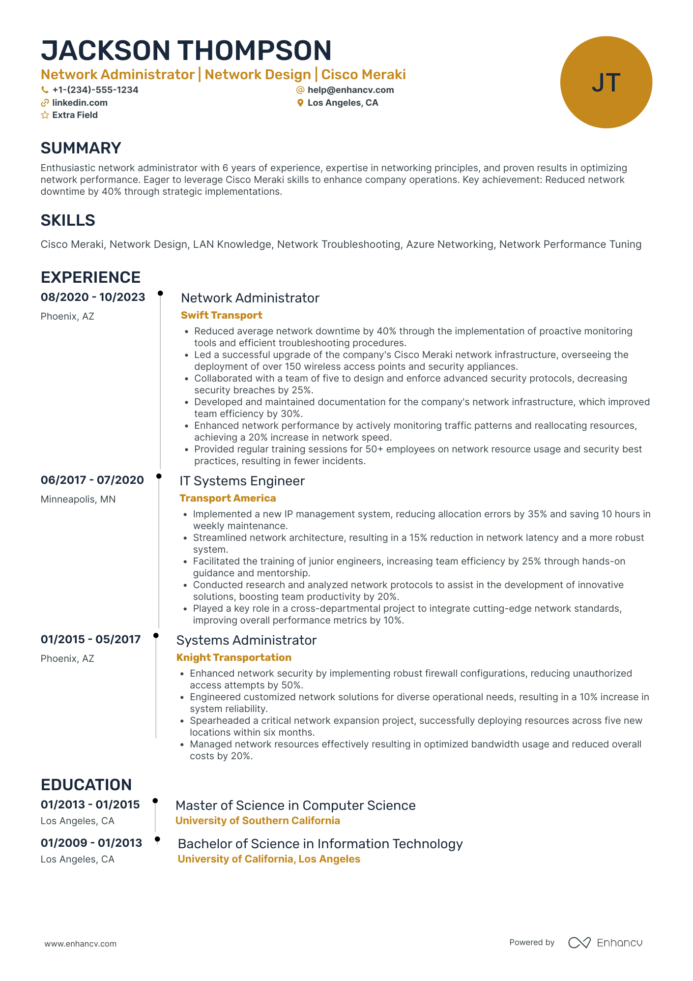 Network Configuration Administrator Resume Example