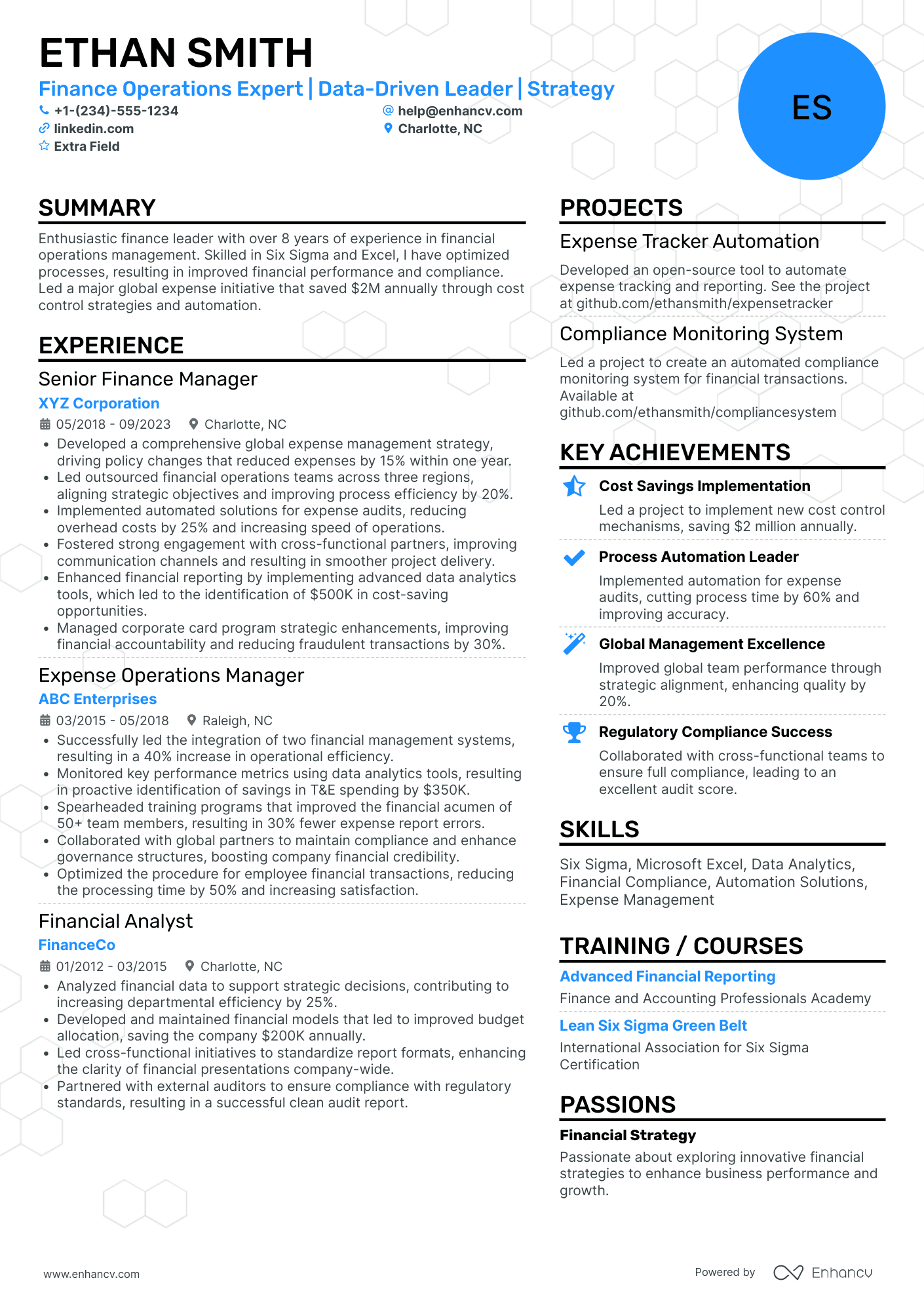 Facebook Operations Manager Resume Example