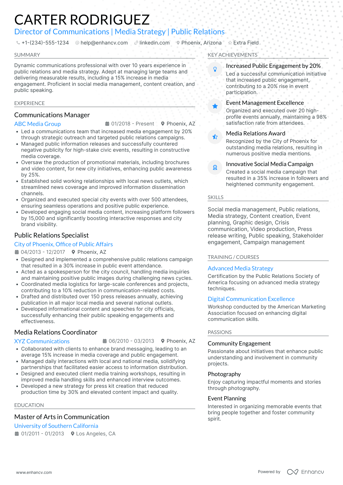 Short Film Director Resume Example