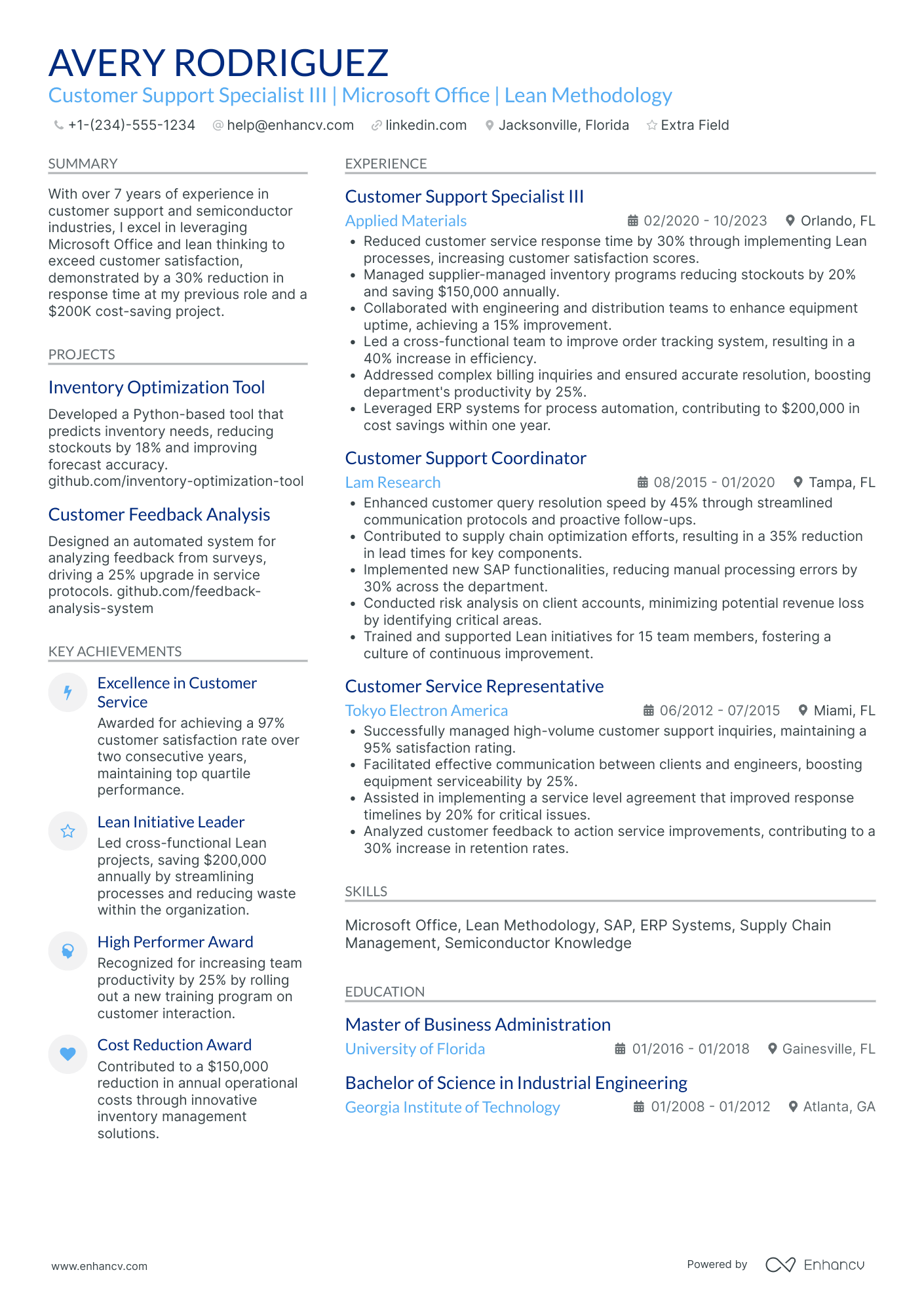 Spotify Customer Support Specialist Resume Example