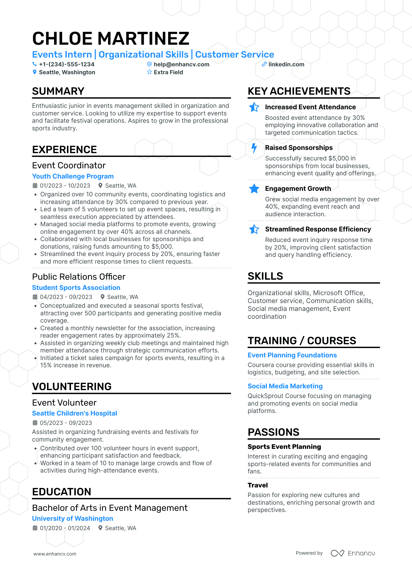 Event Planning Intern Resume Example