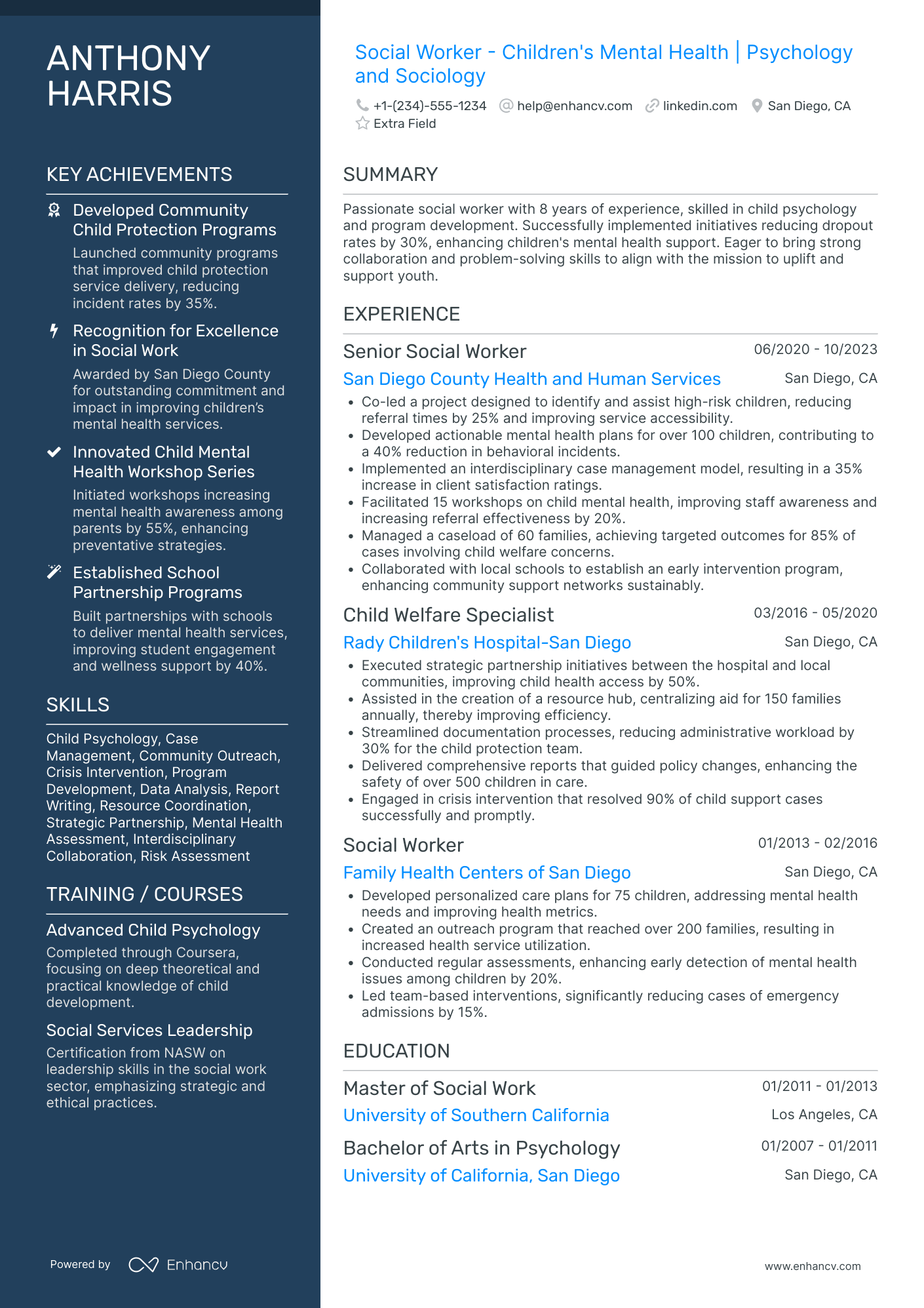 Mental Health Social Worker Resume Example