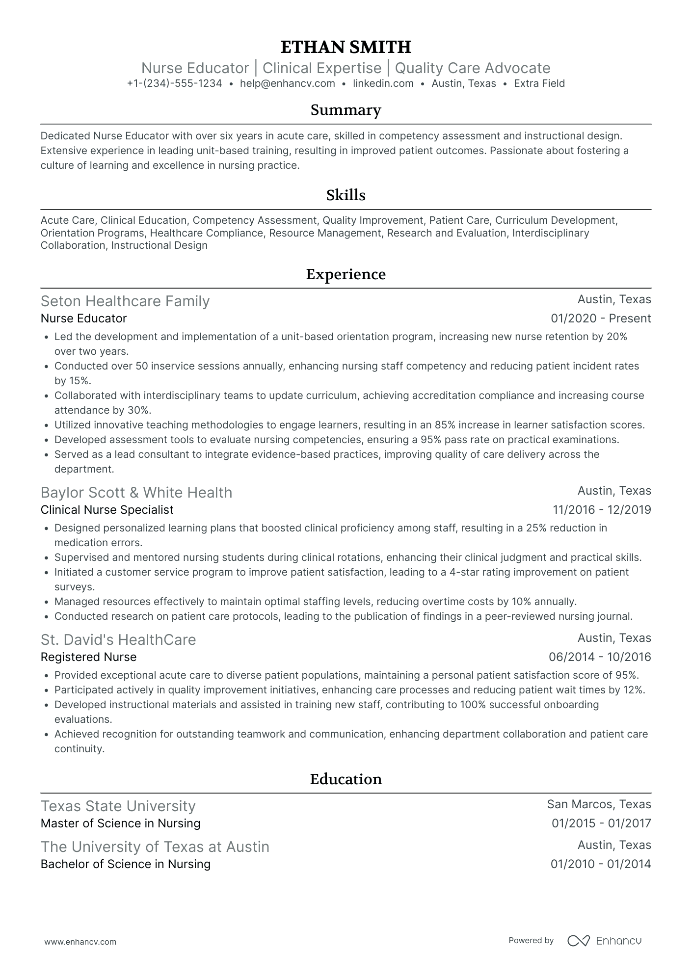 Nurse Educator Director Resume Example