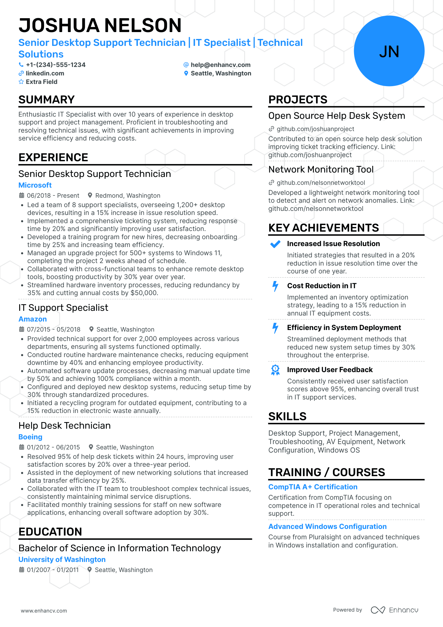 Senior Desktop Support Specialist Resume Example