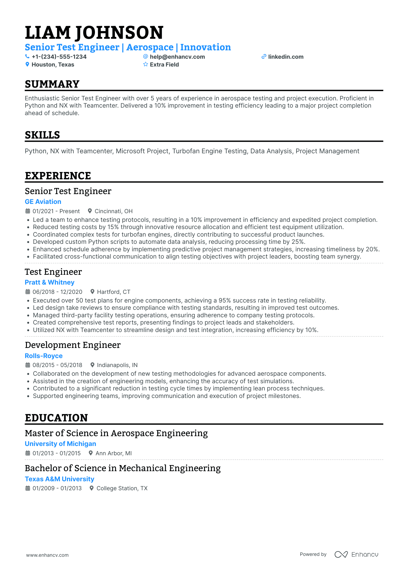 Performance Test Engineer Resume Example