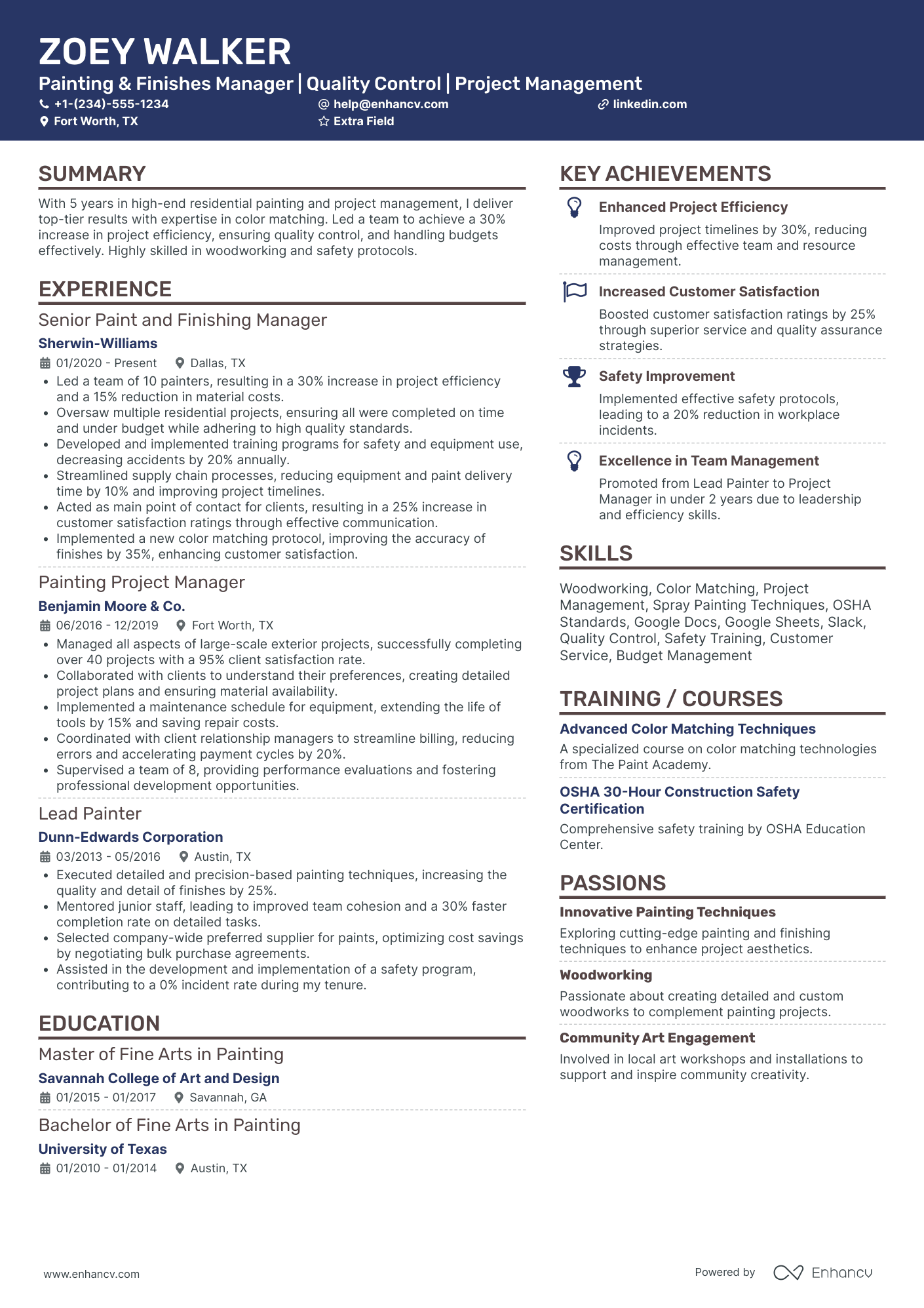 Master Painter Resume Example