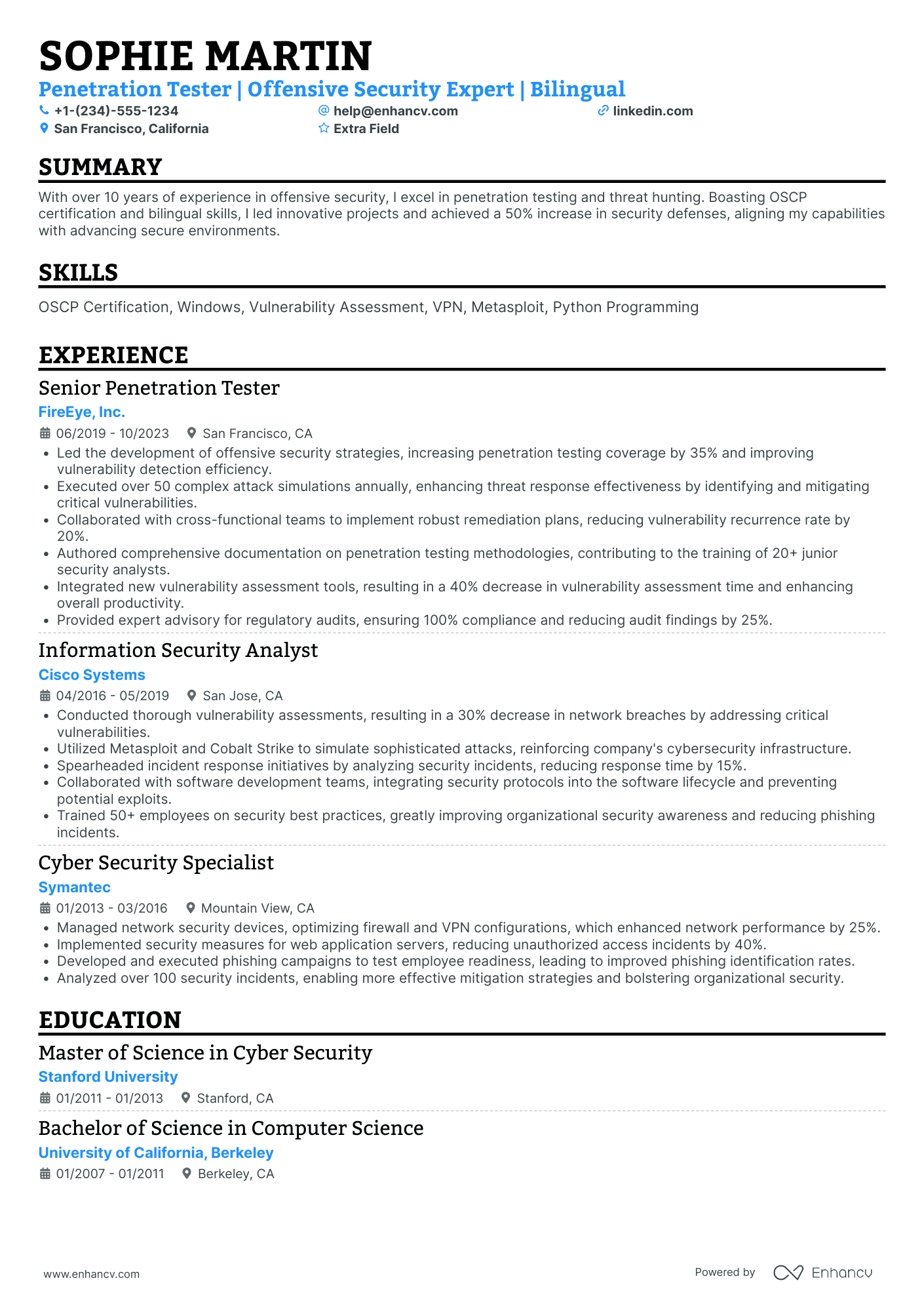 Infrastructure Penetration Tester Resume Example