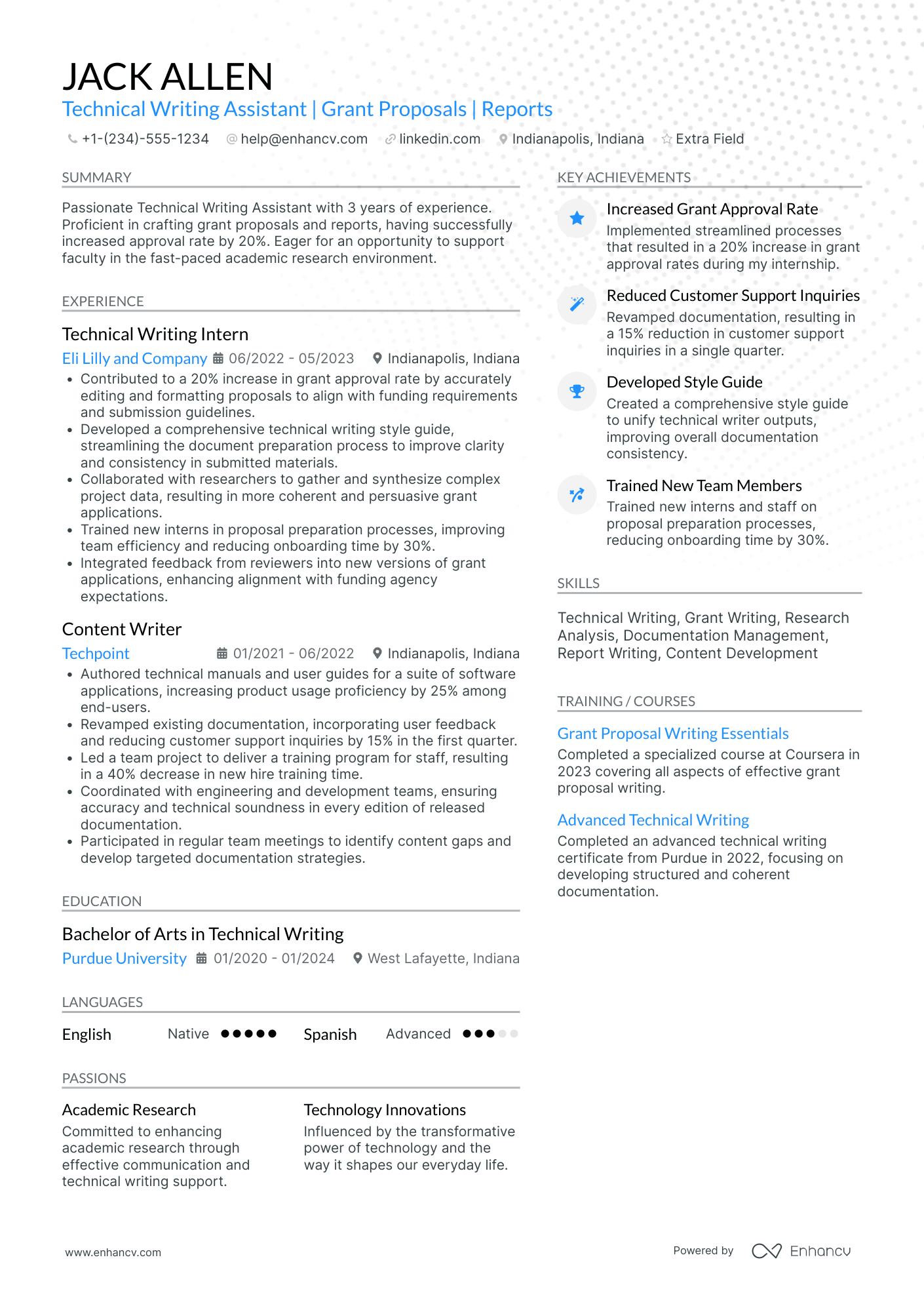 Technical Writing Assistant Resume Example