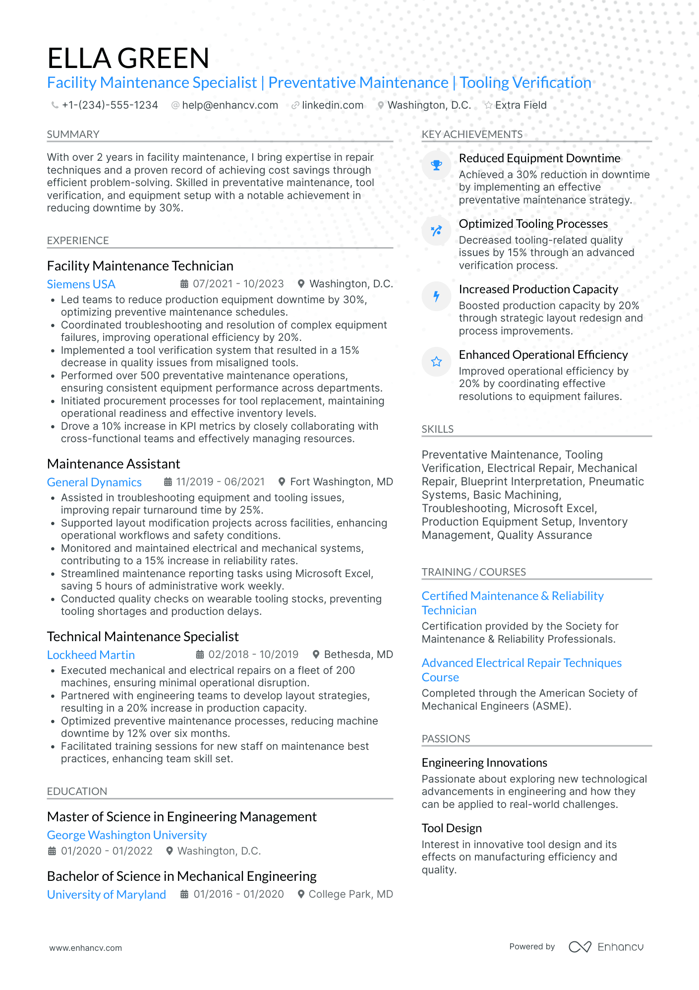 Entry Level Maintenance Technician Resume Example