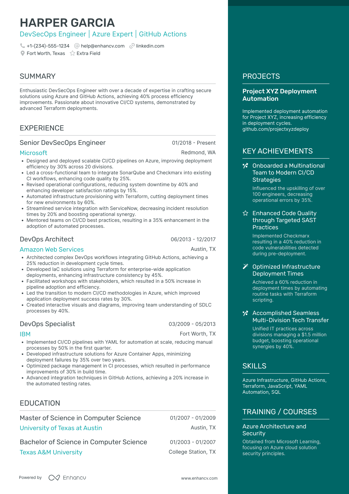 DevOps Solutions Architect Resume Example