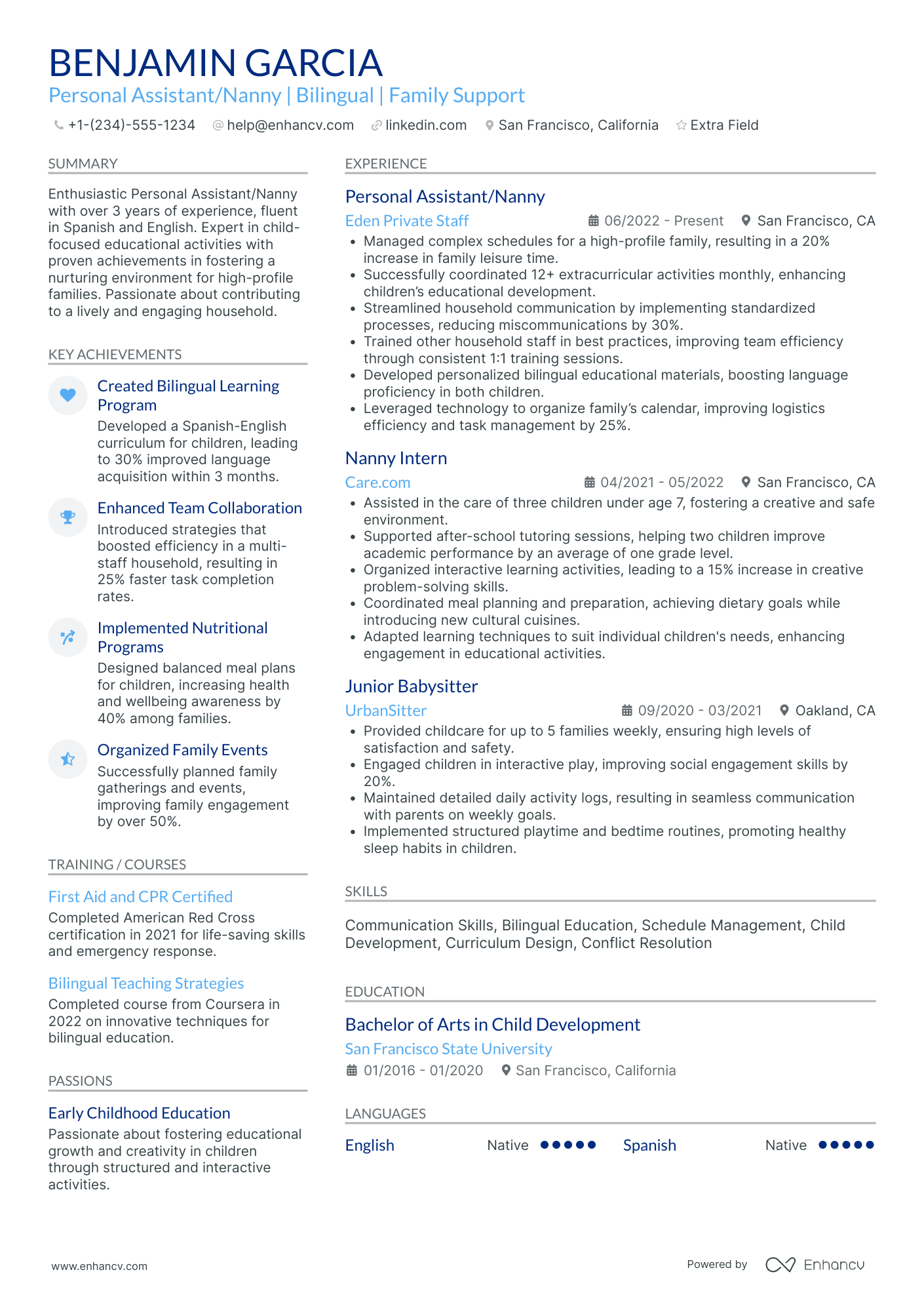 Junior Personal Assistant Resume Example