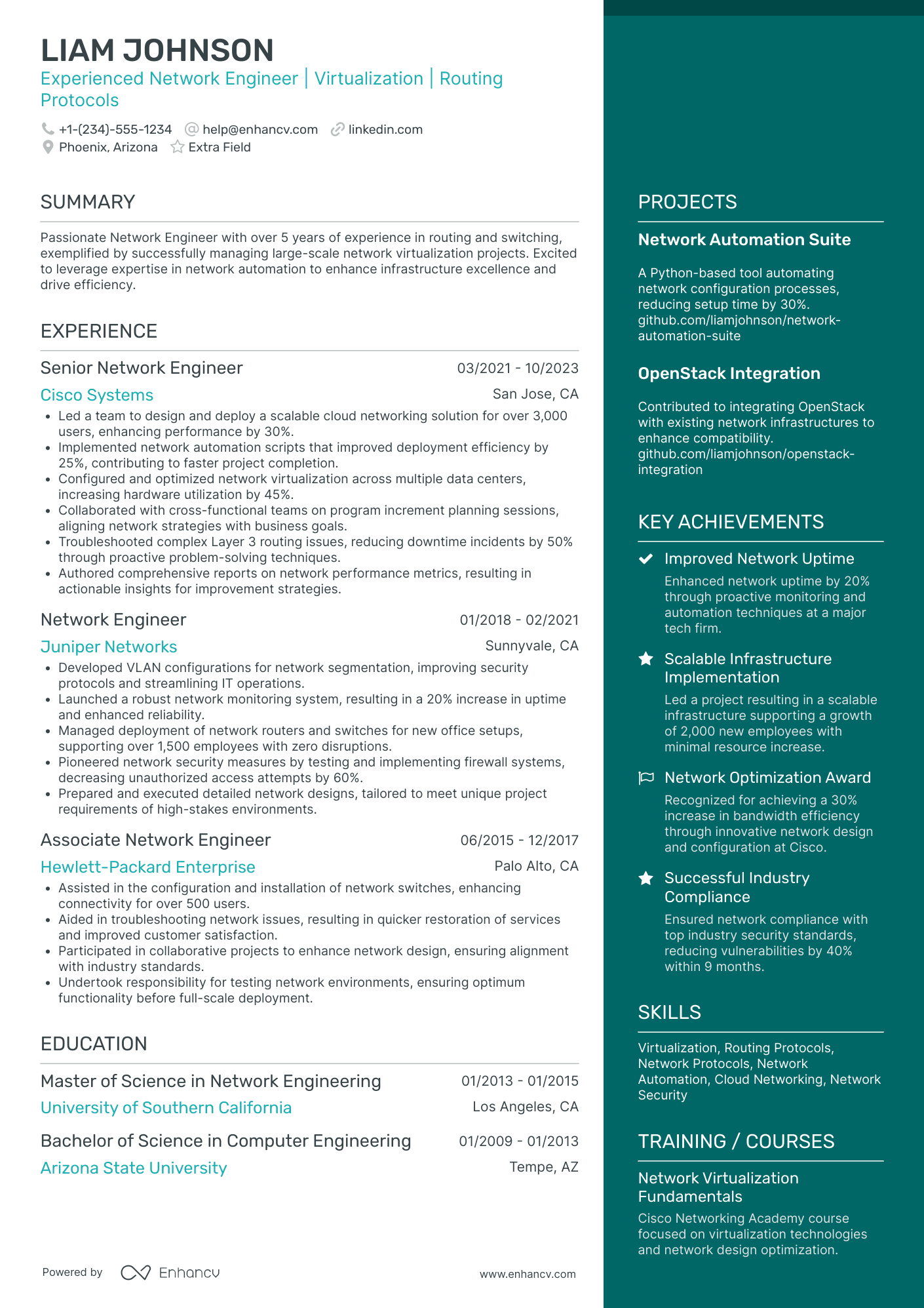 Network Infrastructure Engineer Resume Example