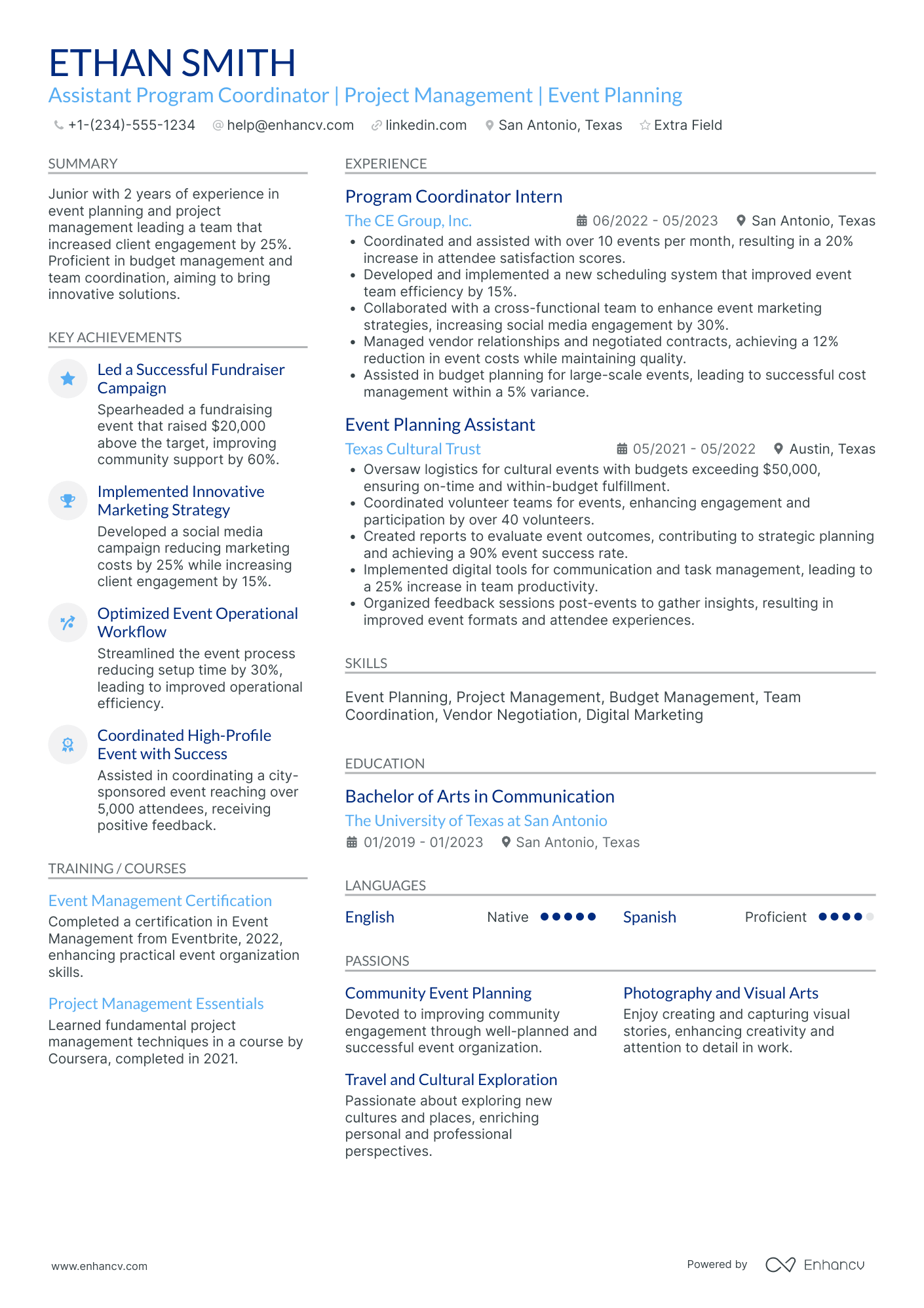 Assistant Program Coordinator Resume Example