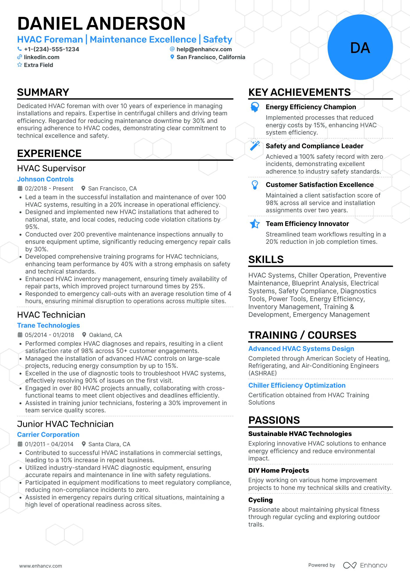 HVAC Foreman Resume Example