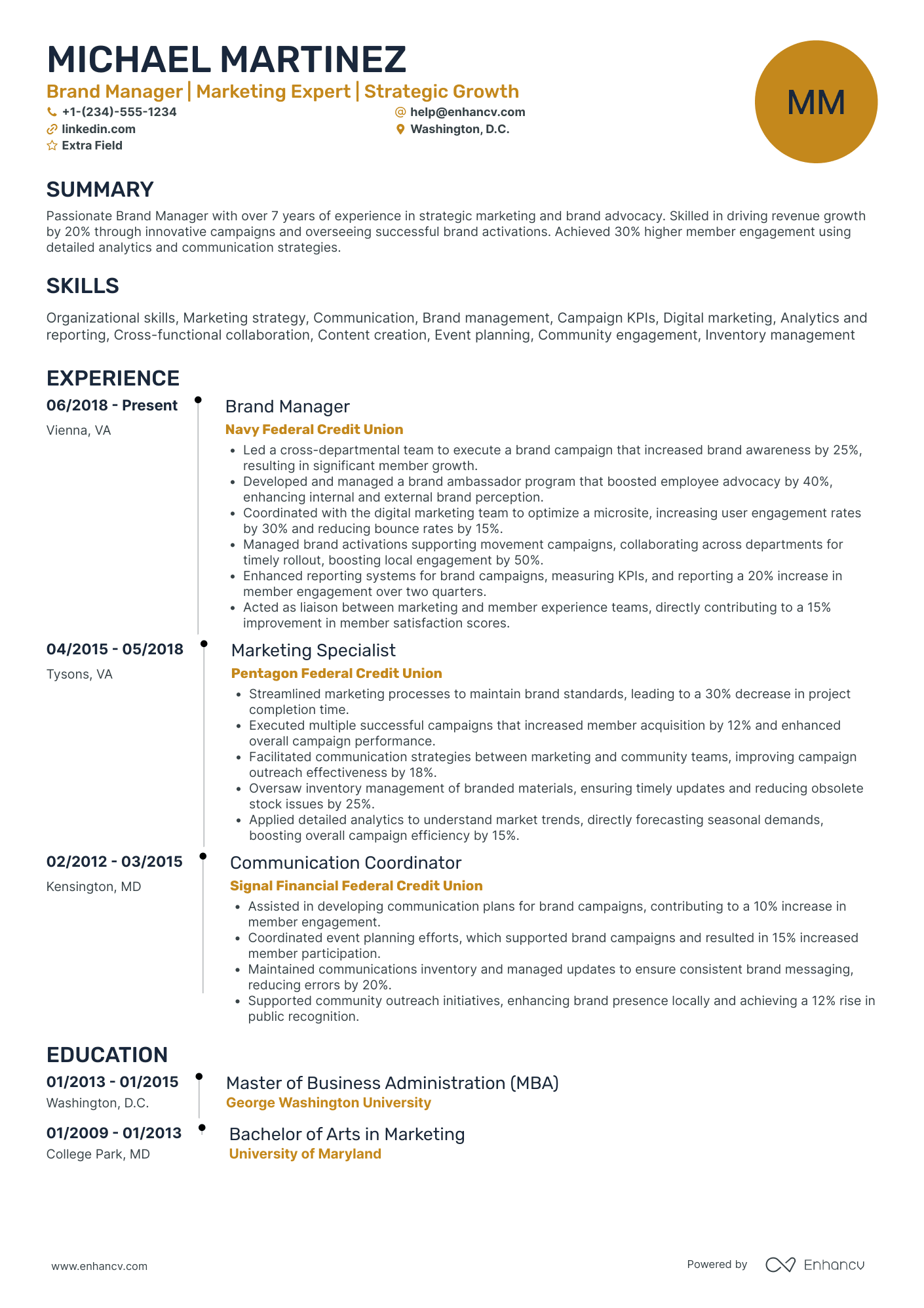 Brand Advocacy Manager Resume Example