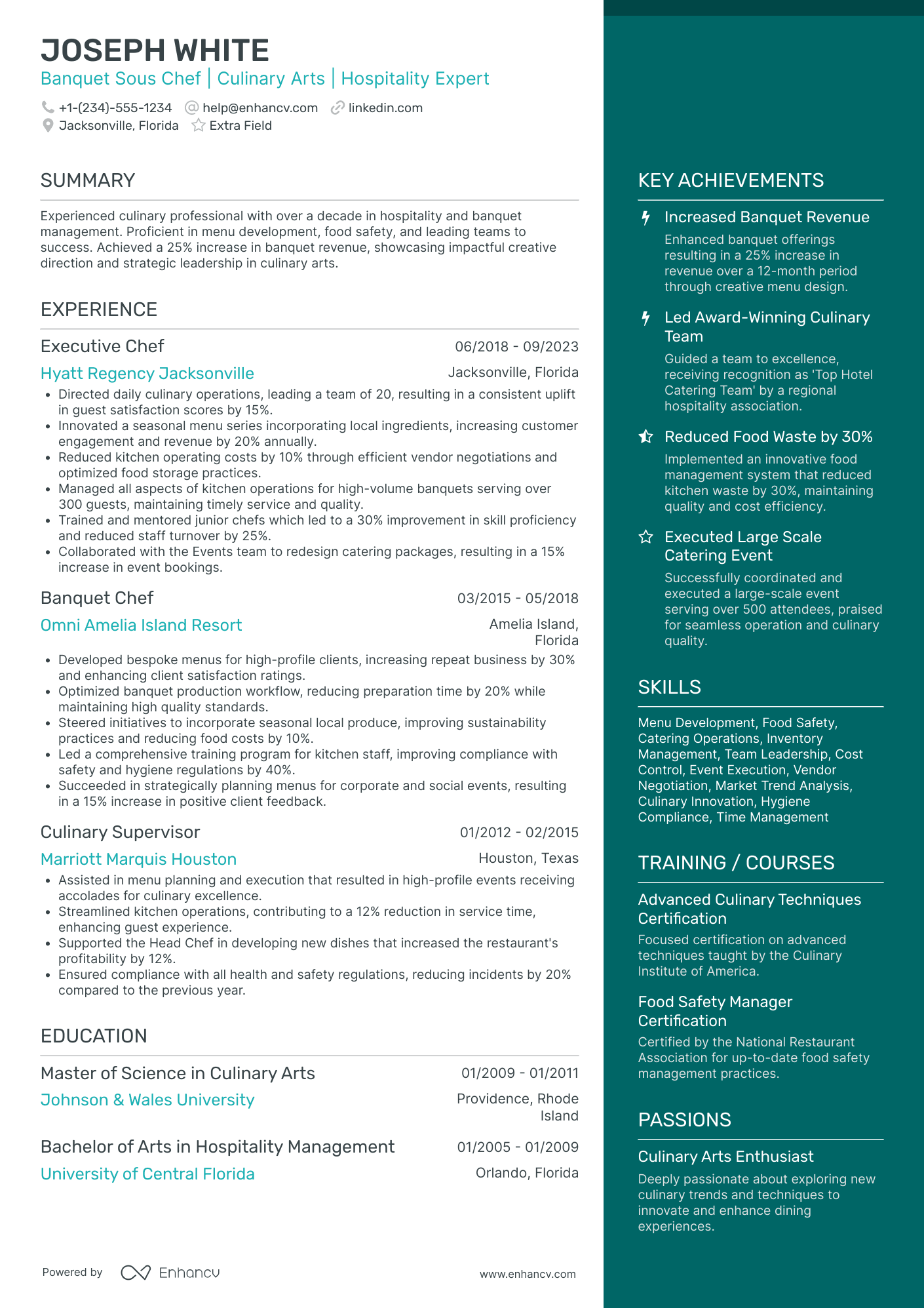 Banquet Sous Chef Resume Example