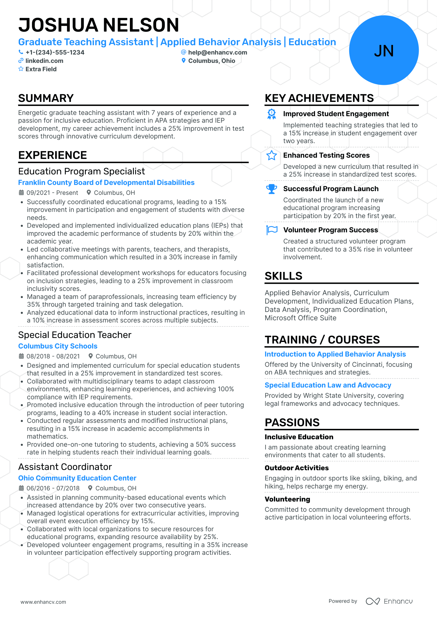 Grad School Teaching Assistant Resume Example