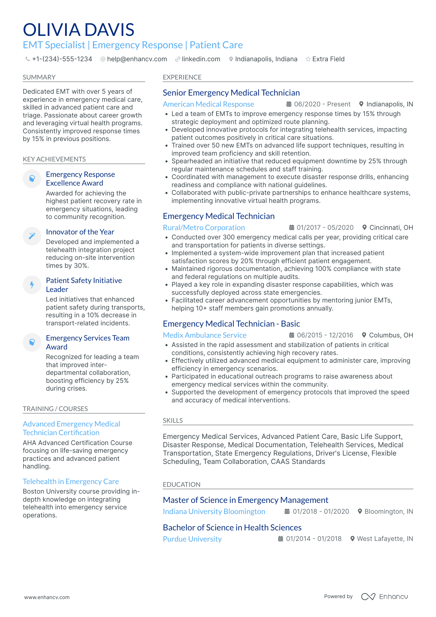 EMT Tactical Resume Example