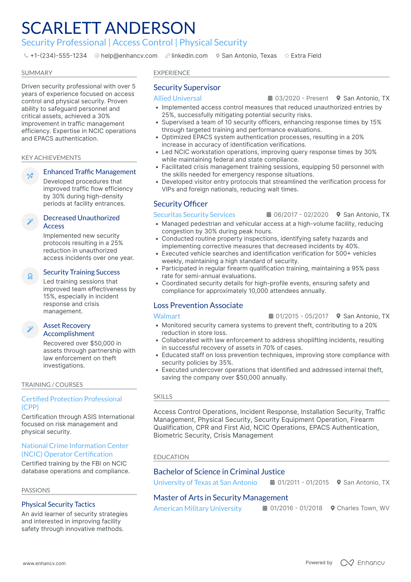 Private Security Guard Resume Example