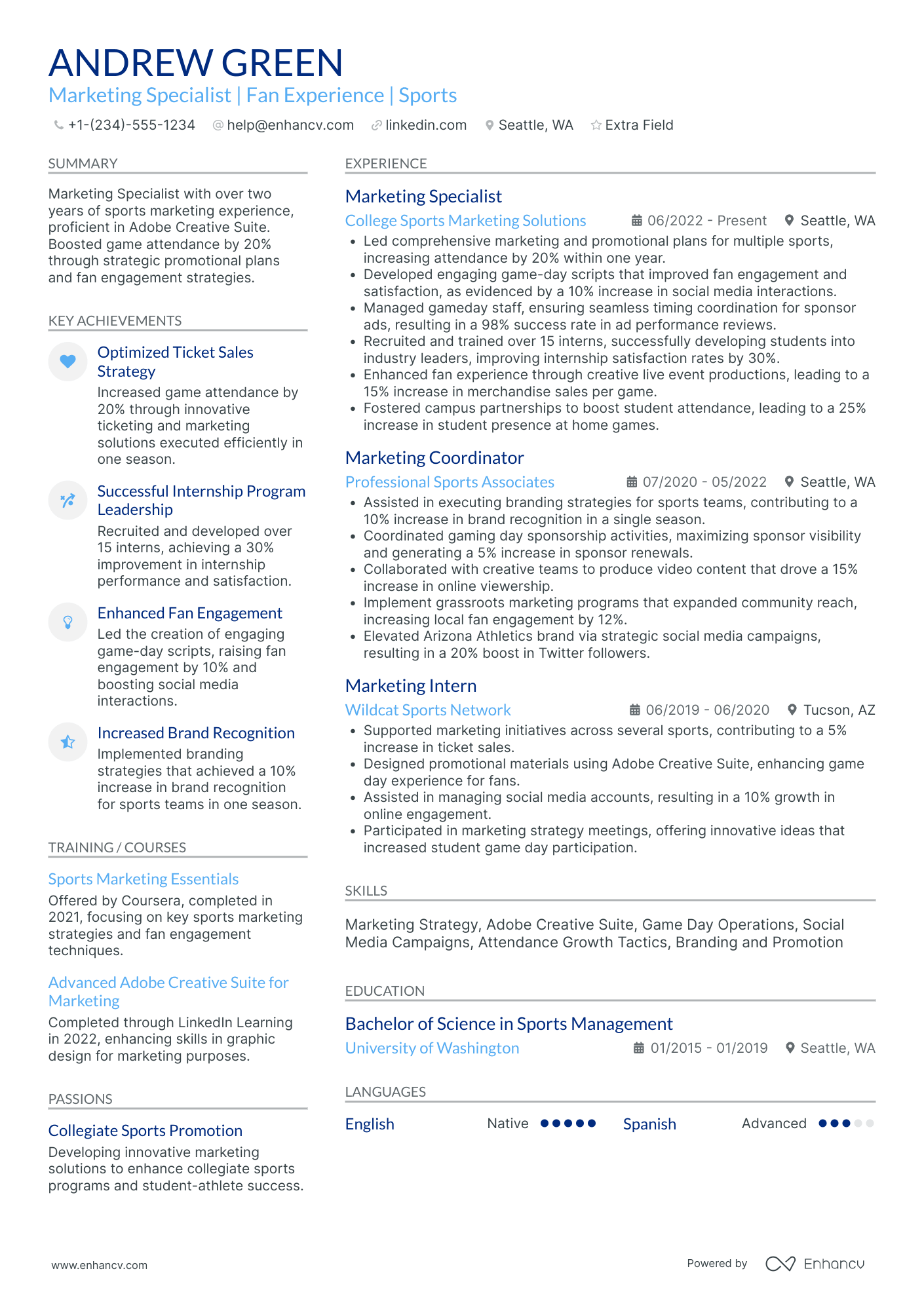 Junior Social Media Marketing Specialist Resume Example