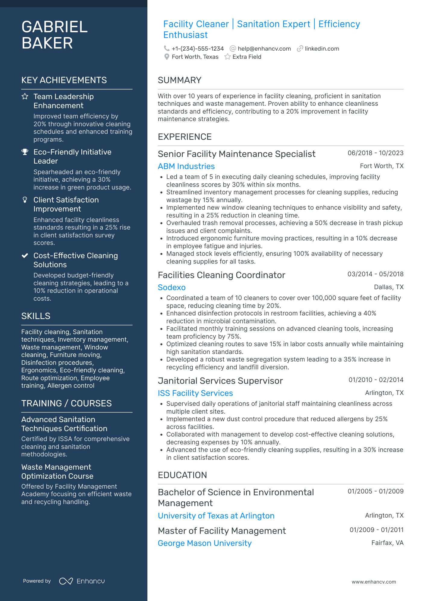 Custodial Worker Resume Example