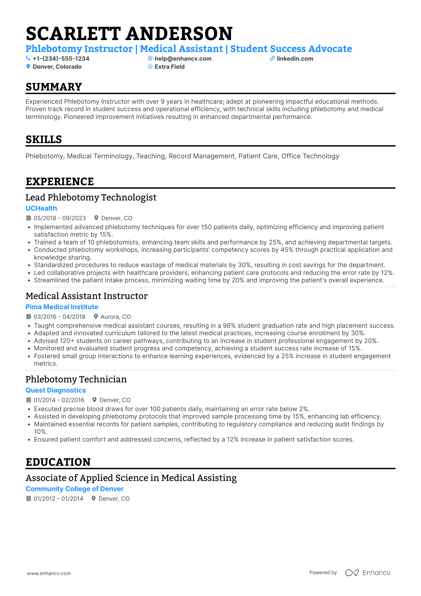 Medical Assistant Instructor Resume Example