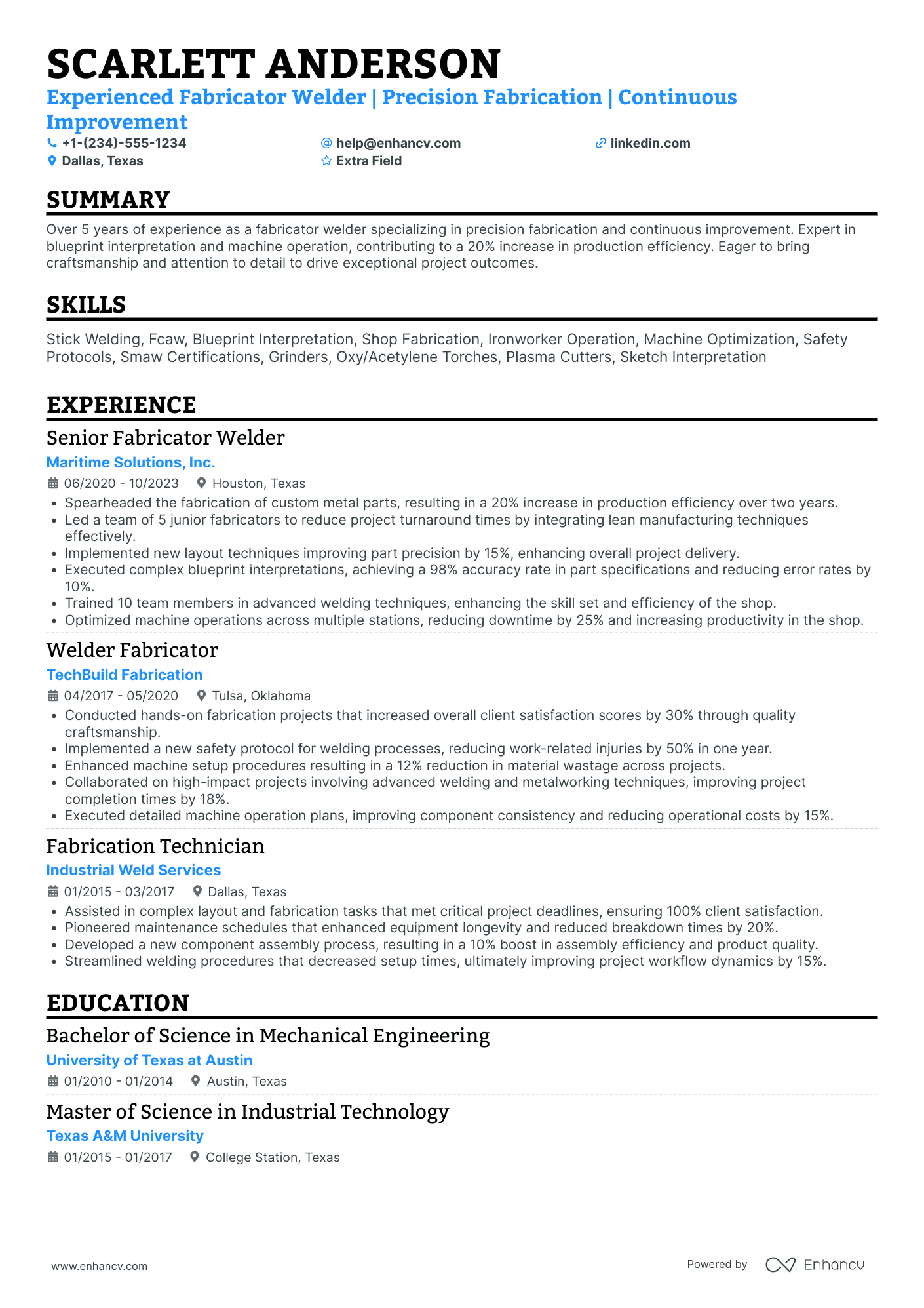 Underwater Welder Resume Example