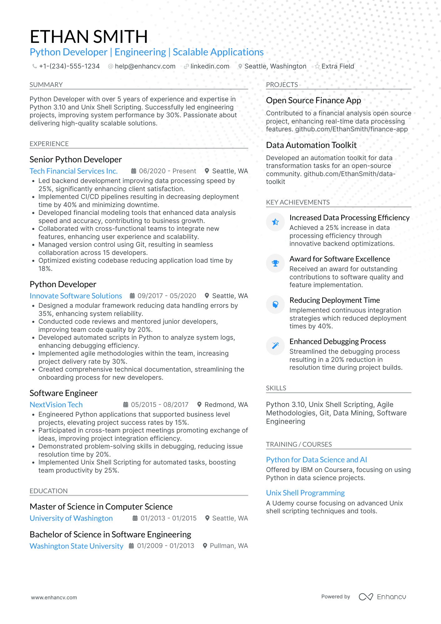 Python Application Developer Resume Example