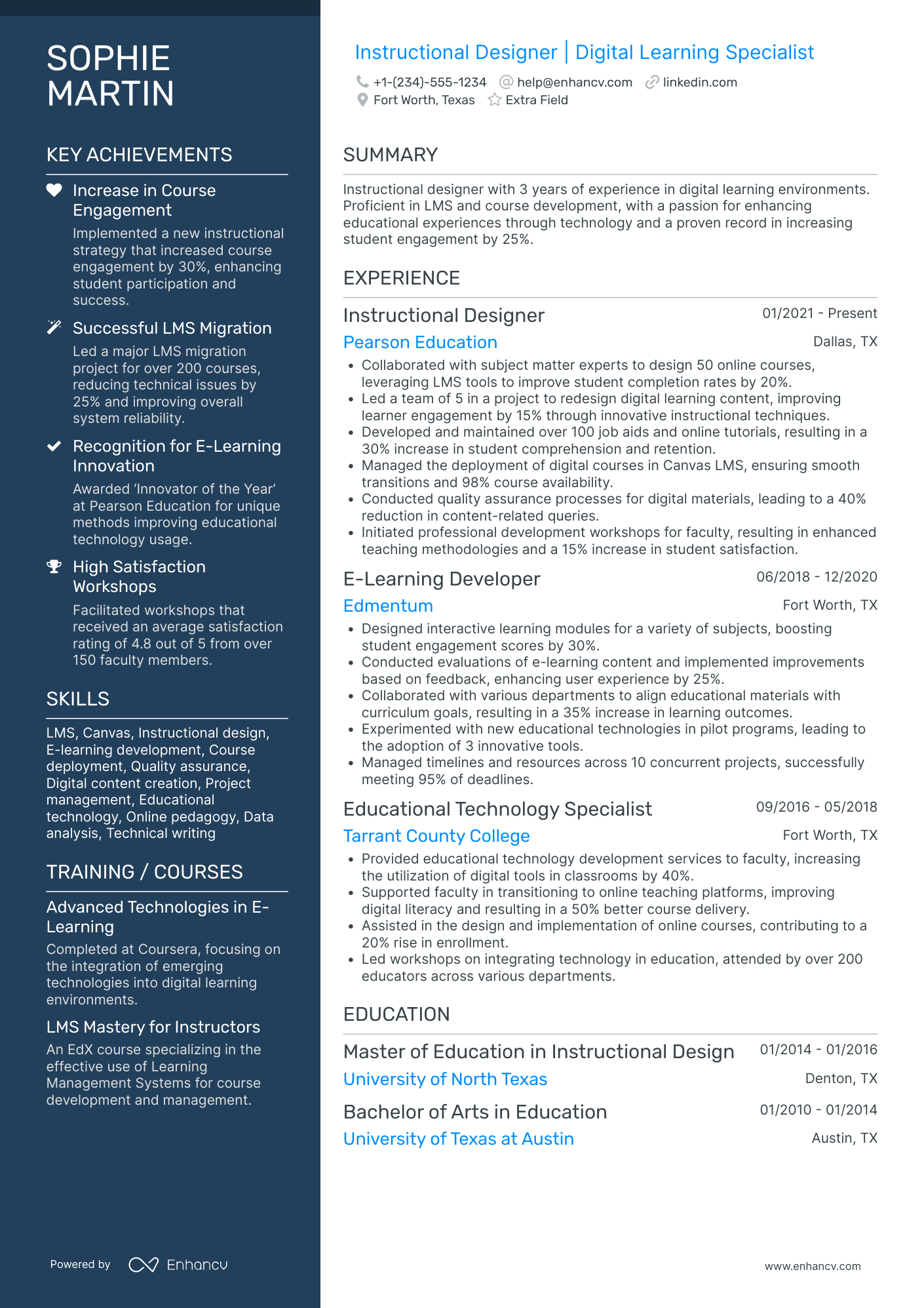 Associate Instructional Designer Resume Example