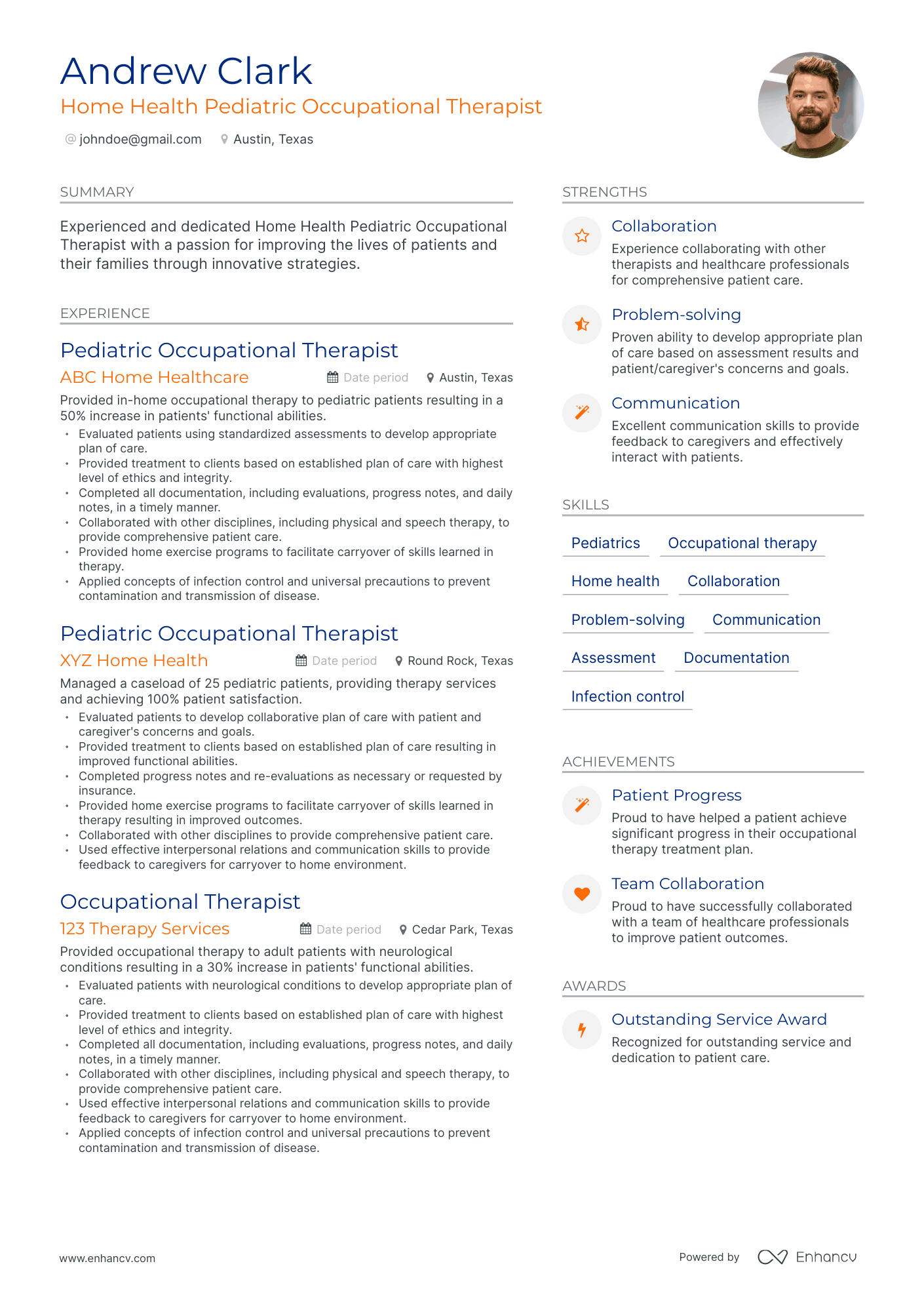 Occupational Therapist Resume Example