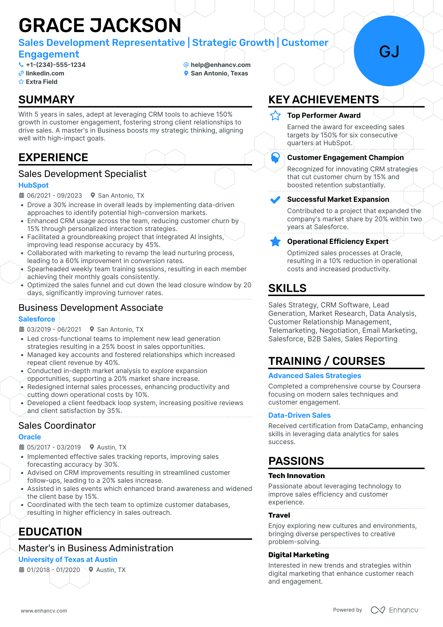 Sales Development Representative Trainee Resume Example